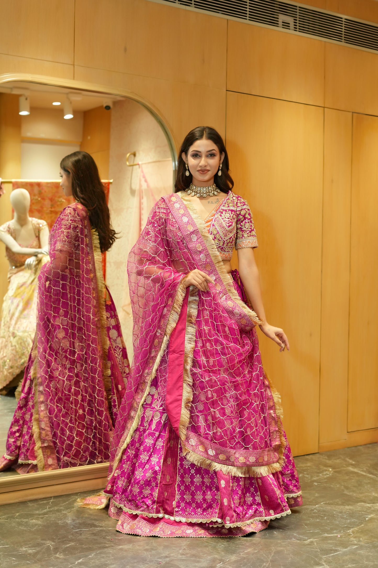 RANI PINK BANARASI SILK LEHENGA
