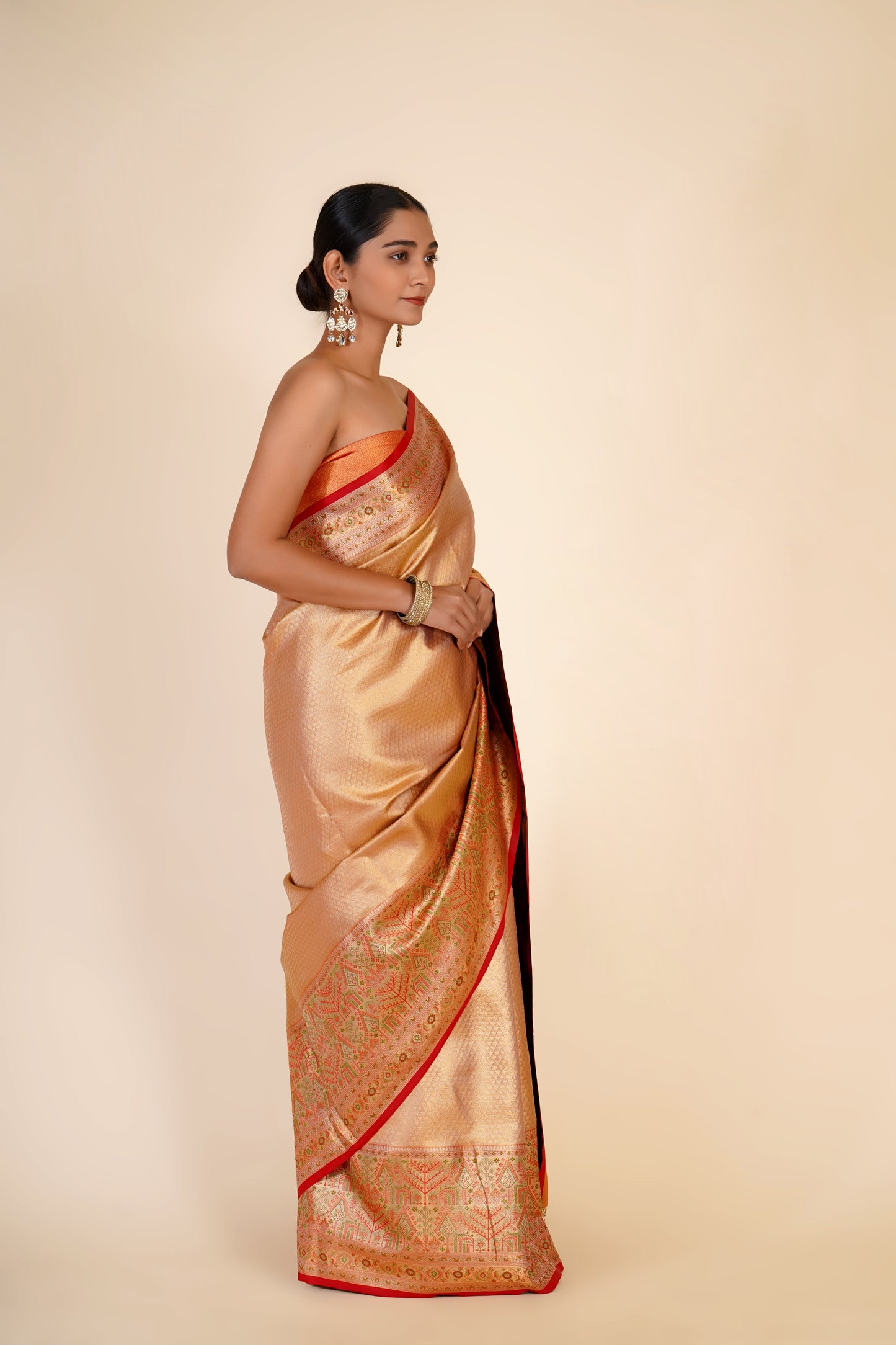 GOLDEN SEMI KANJEEVARAM SAREE