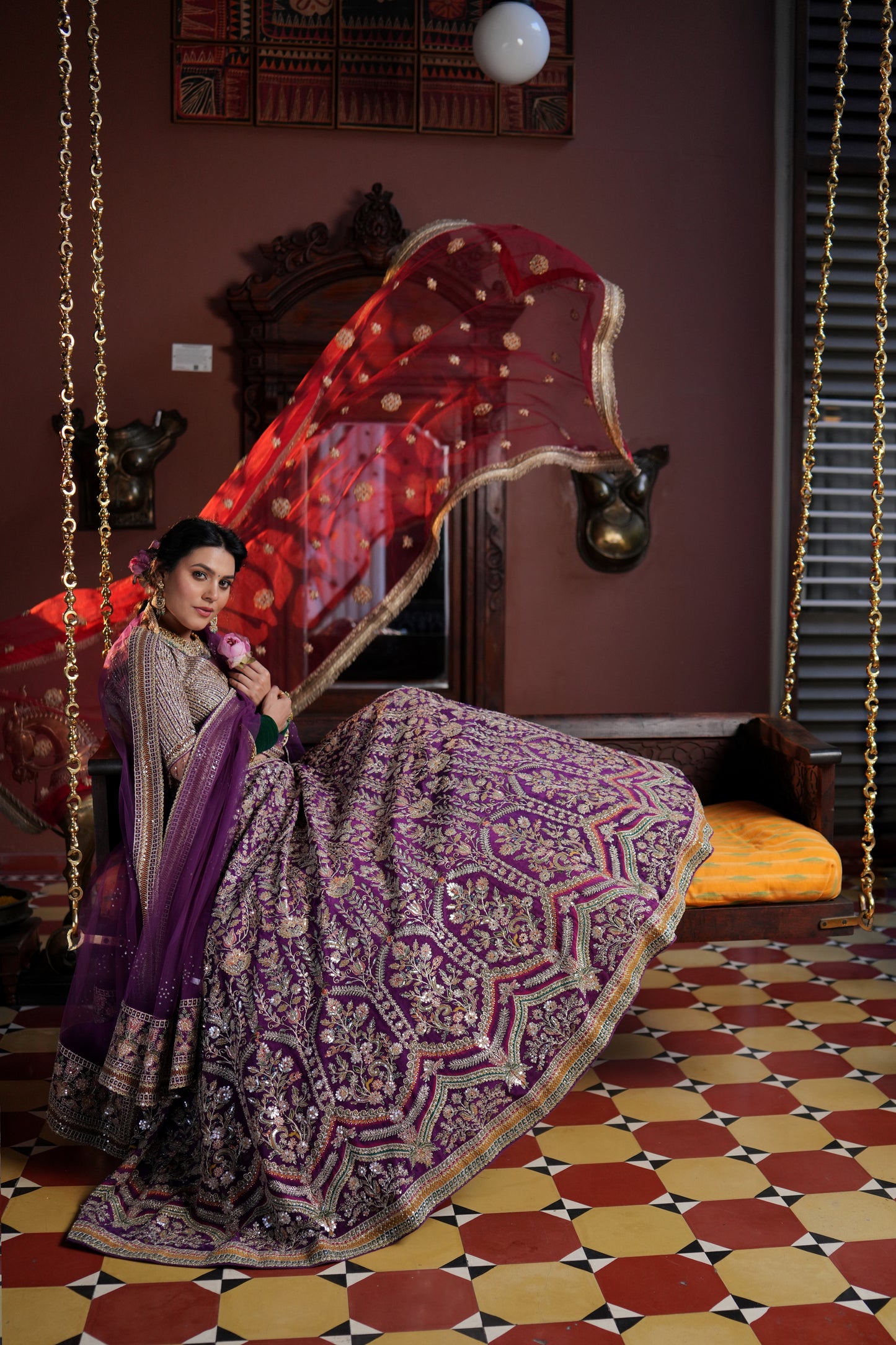 DEEP PURPLE EMBROIDERED LEHENGA