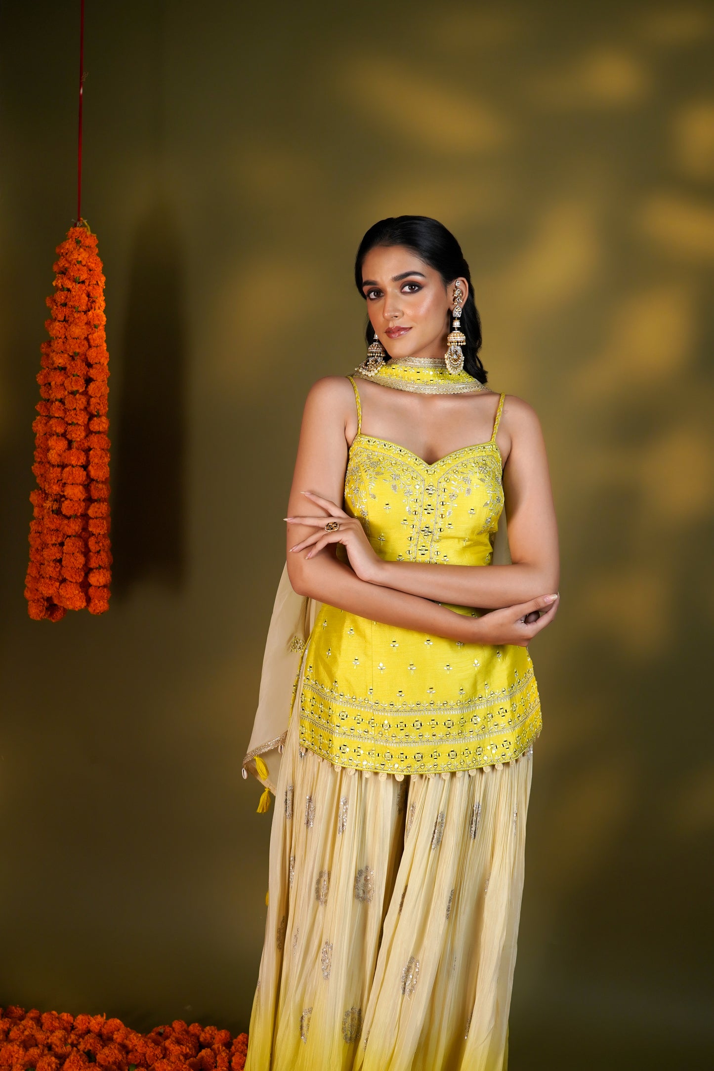 LEMON YELLOW SHARARA SET
