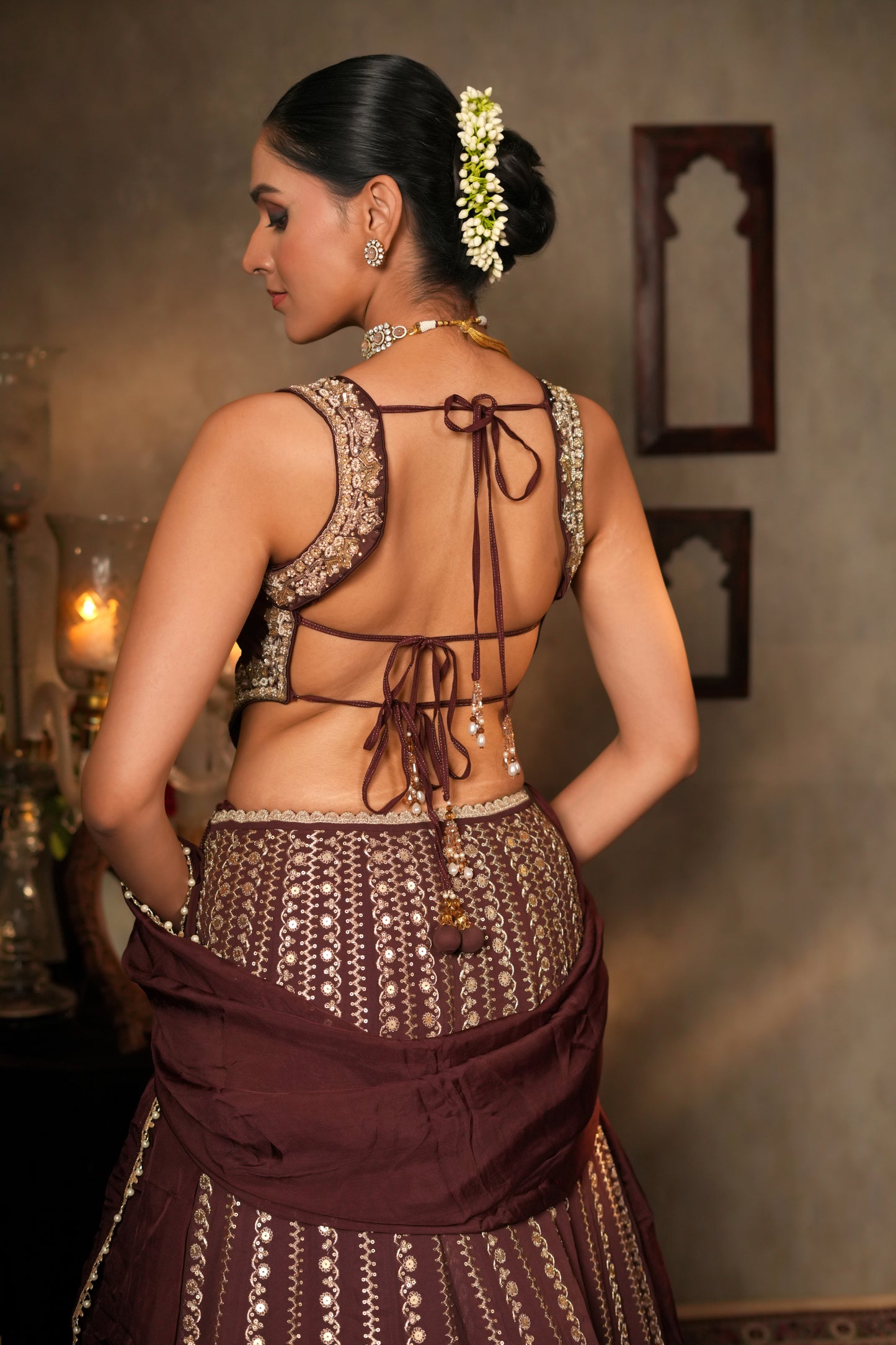 CARAMEL BROWN GEORGETTE LEHENGA
