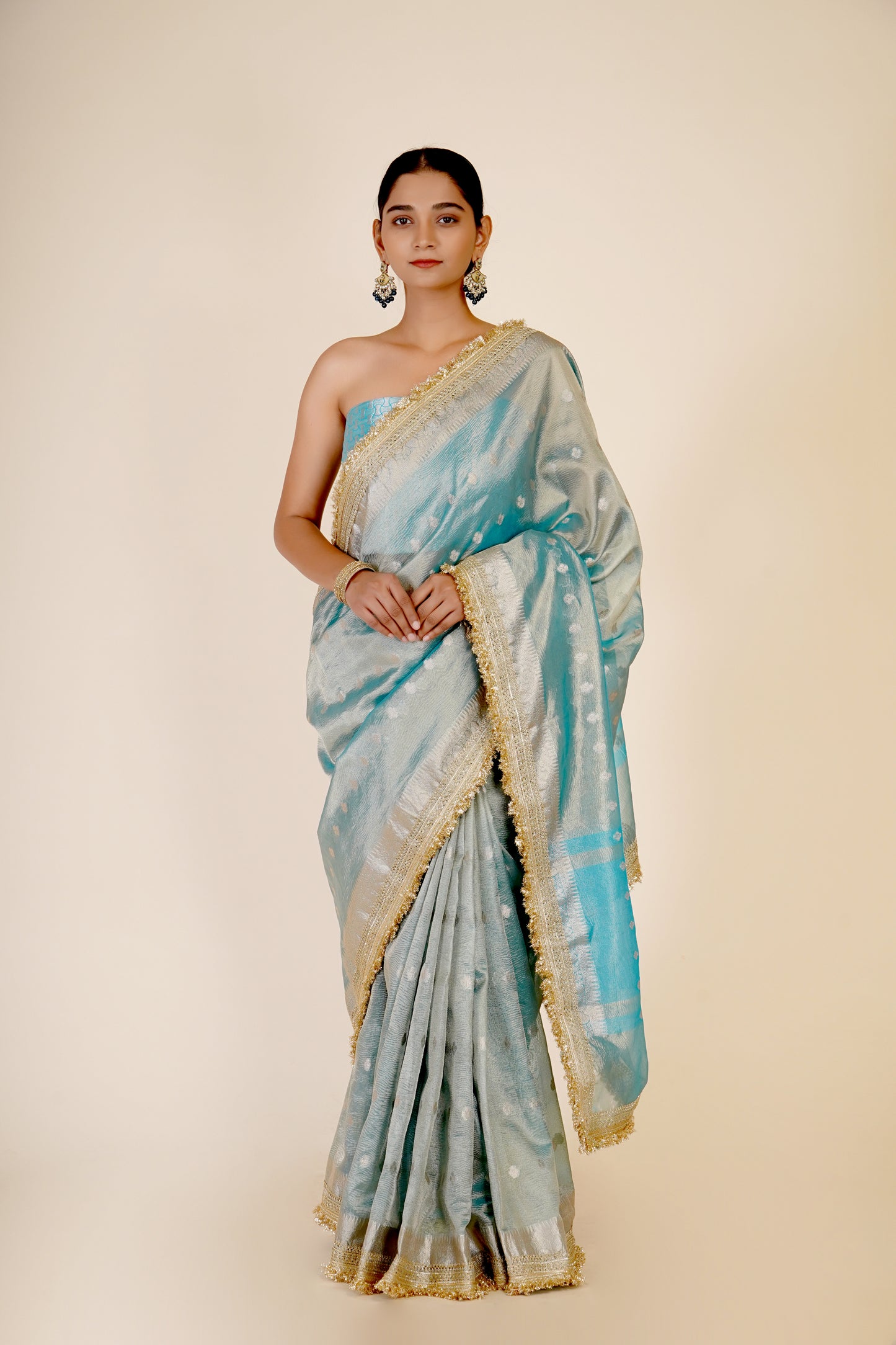 CYAN BLUE ORGANZA SAREE