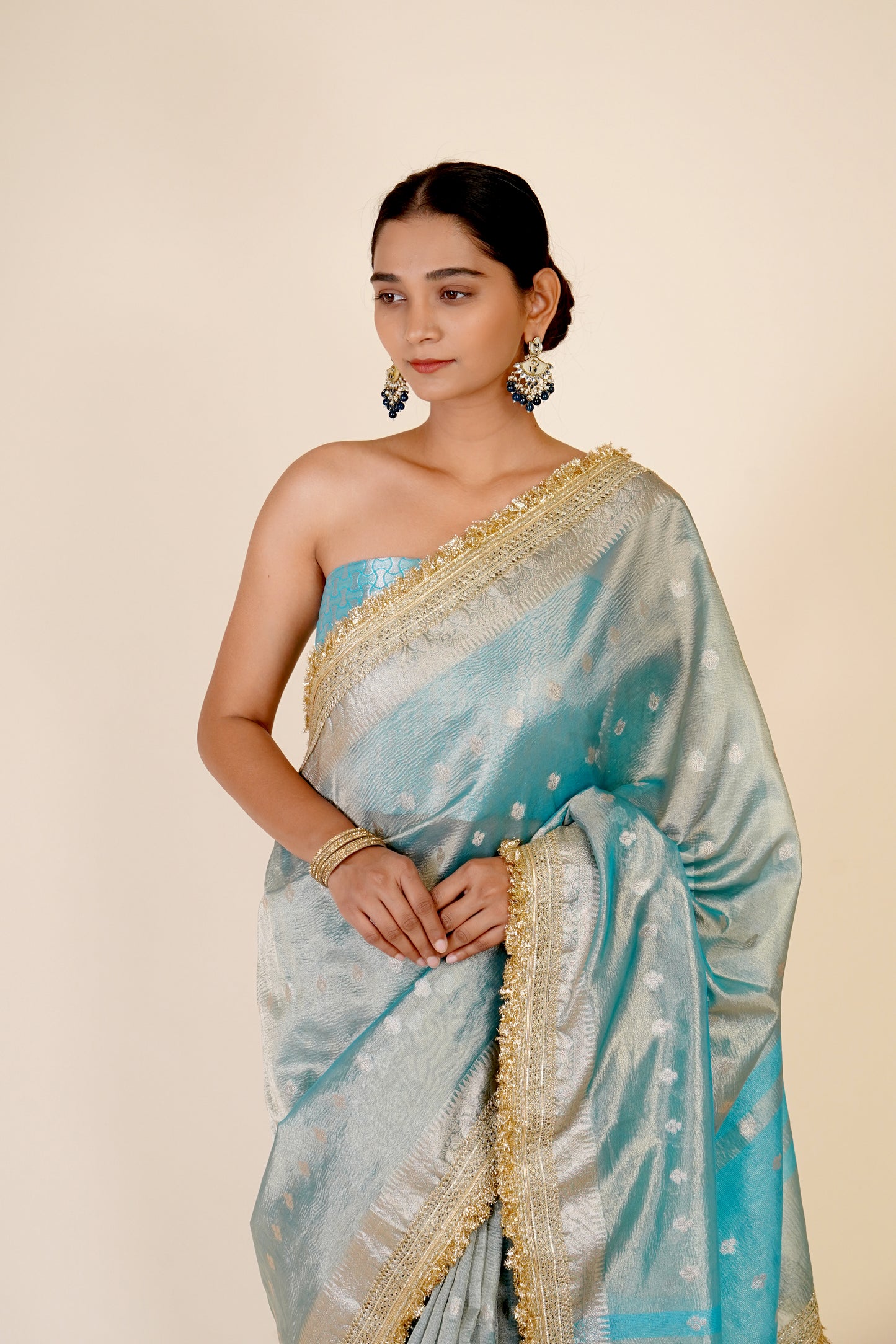 CYAN BLUE ORGANZA SAREE