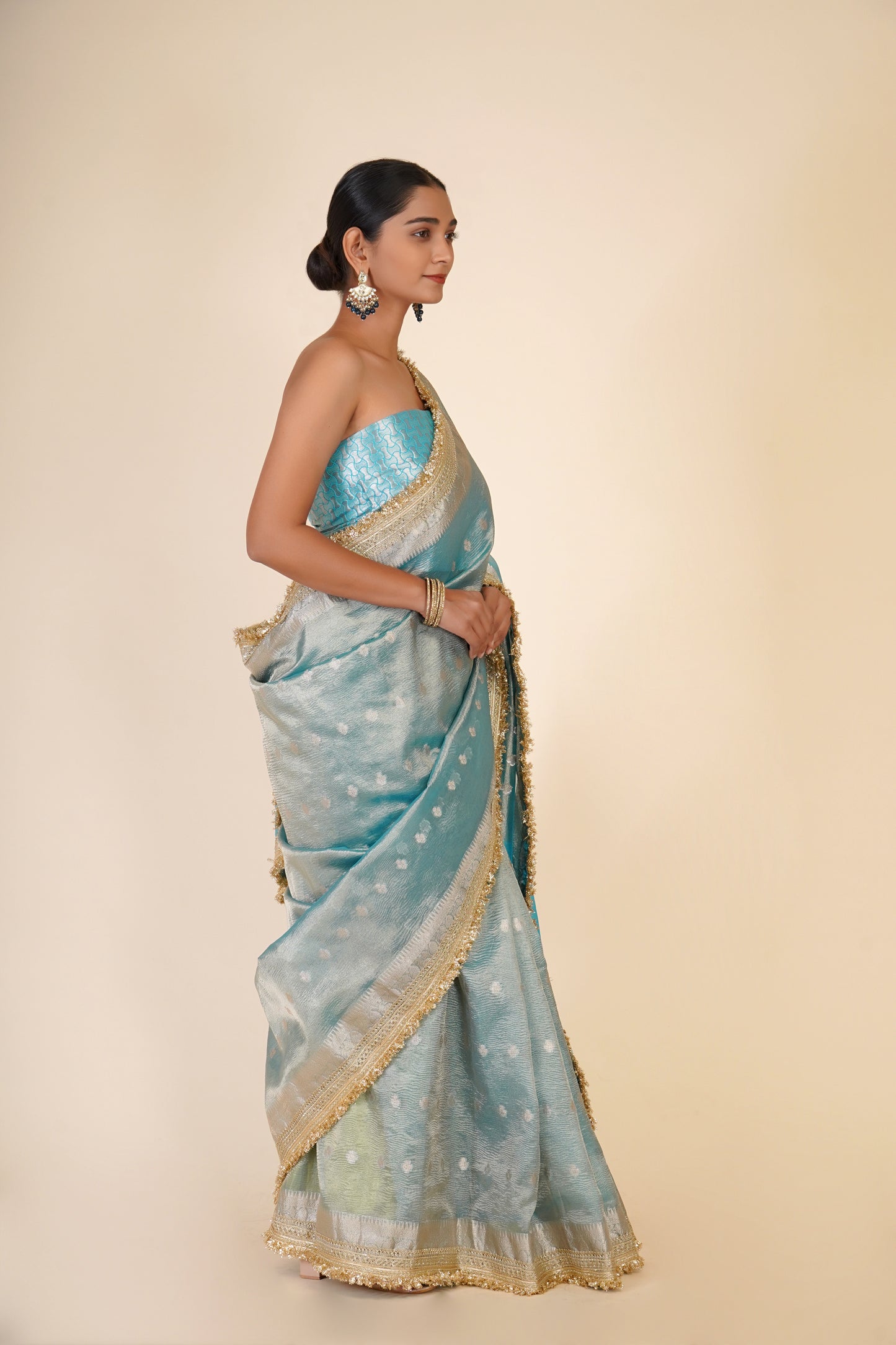 CYAN BLUE ORGANZA SAREE