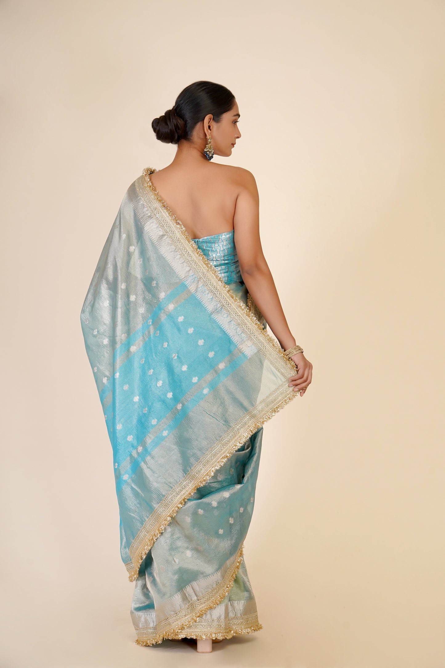 CYAN BLUE ORGANZA SAREE
