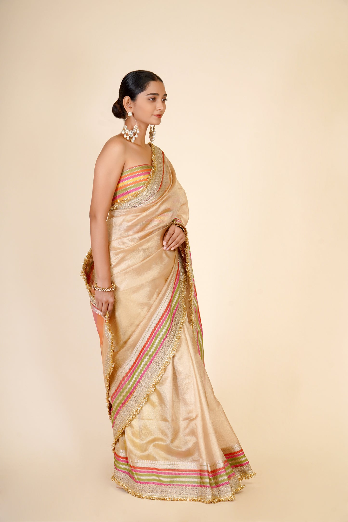 APRICOT PEACH TISSUE SAREE