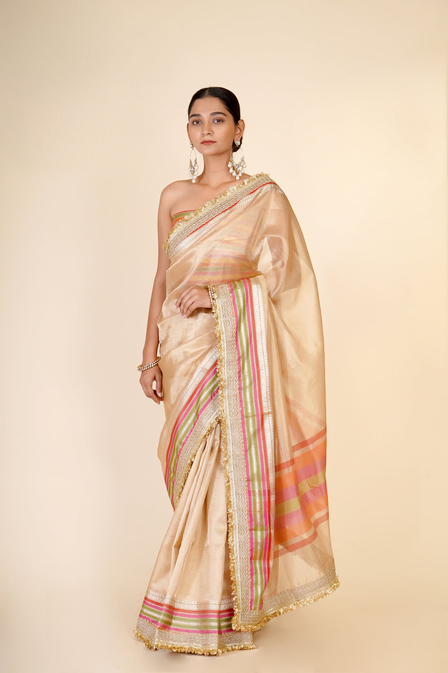 APRICOT PEACH TISSUE SAREE