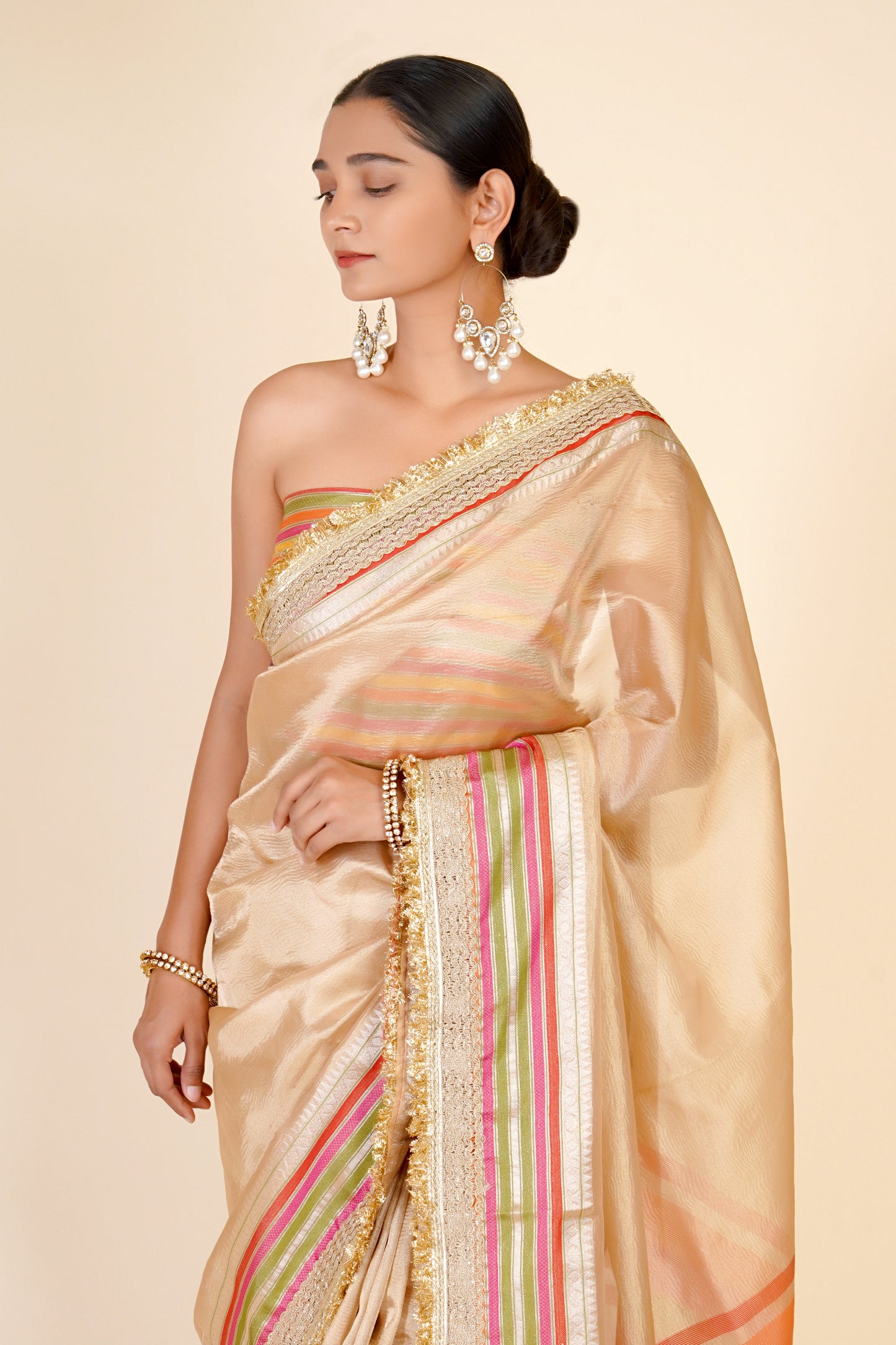 APRICOT PEACH TISSUE SAREE