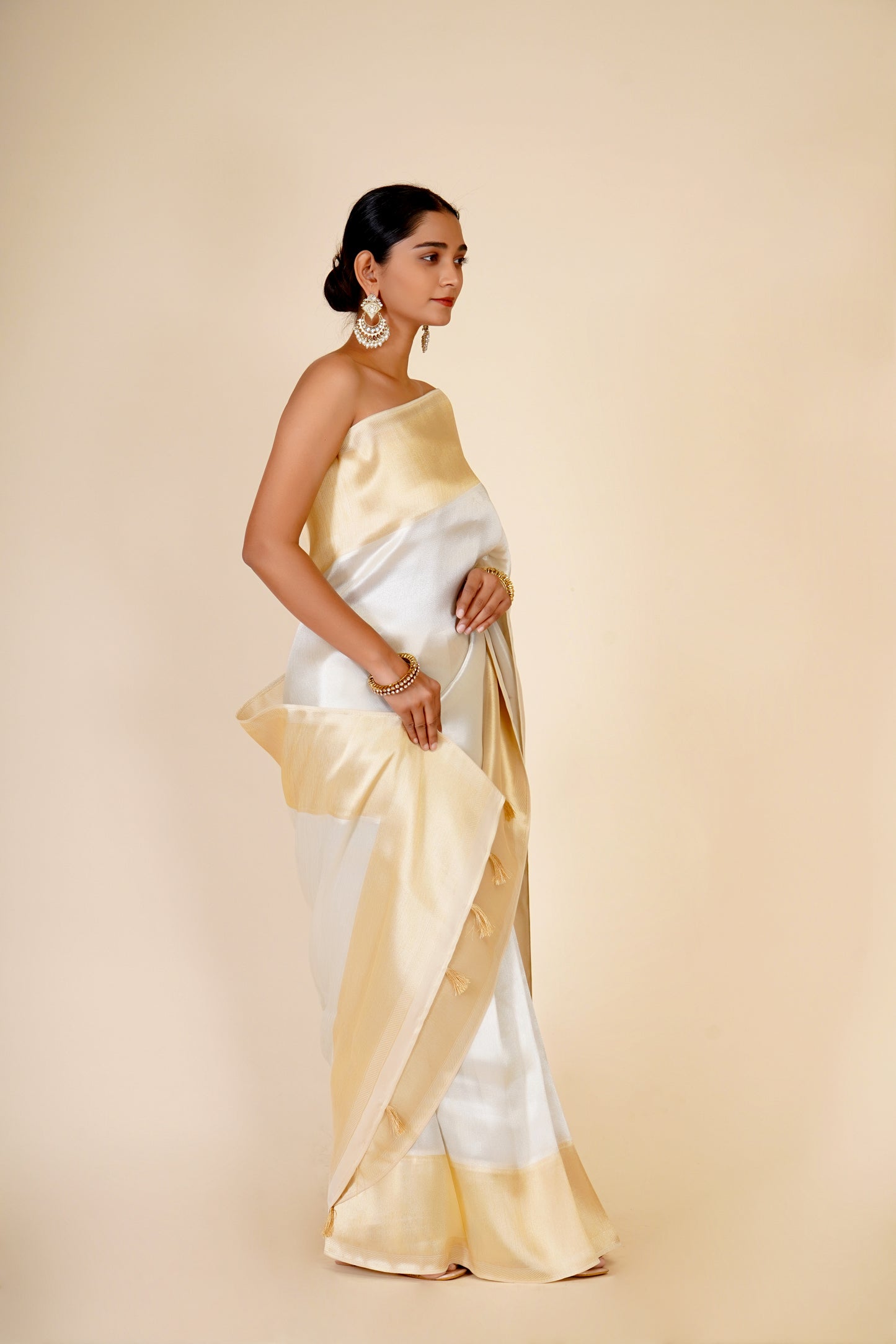 PLATINUM SILVER ZARI SAREE