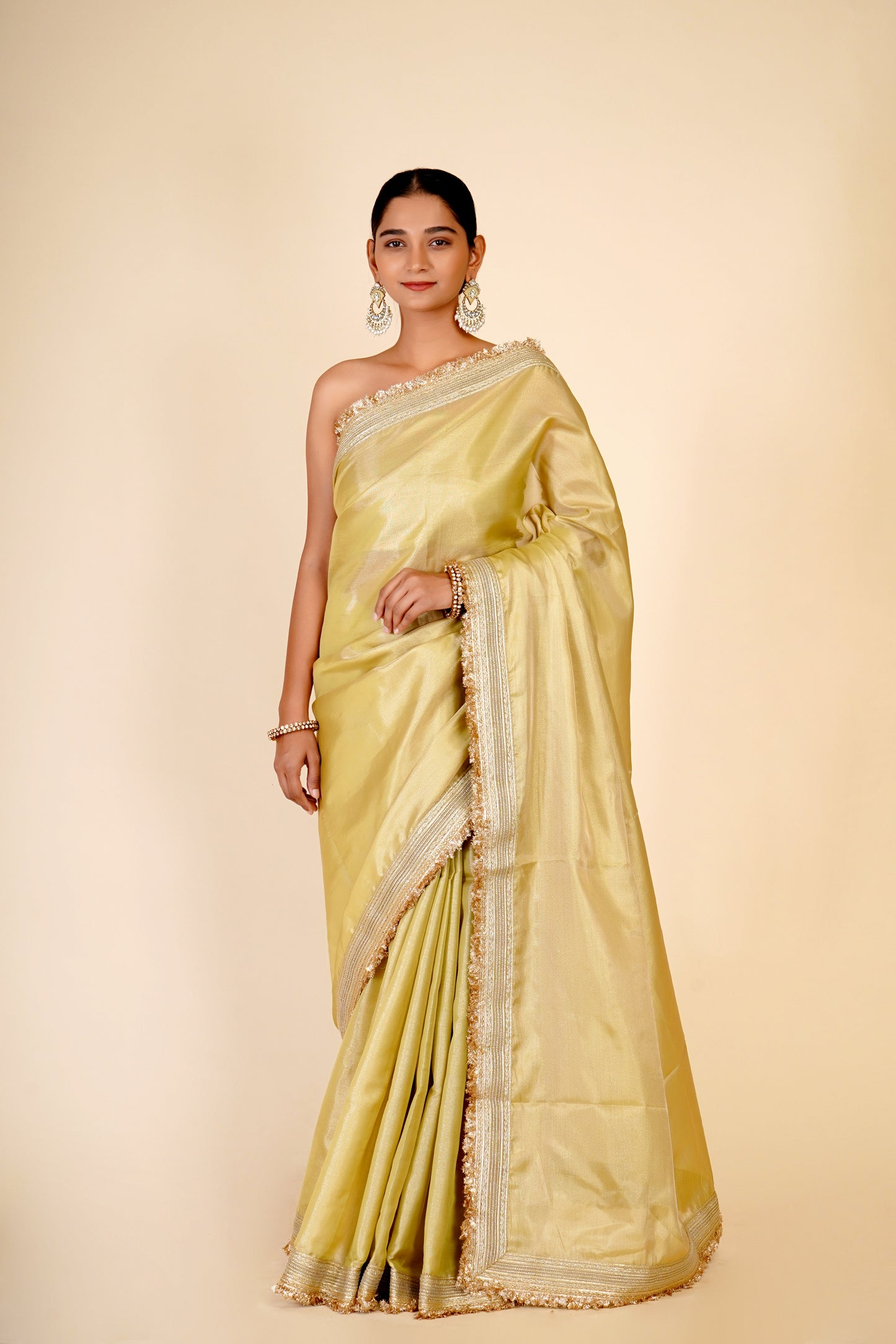 GOLDEN GREEN TISSUE ORGANZA SAREE