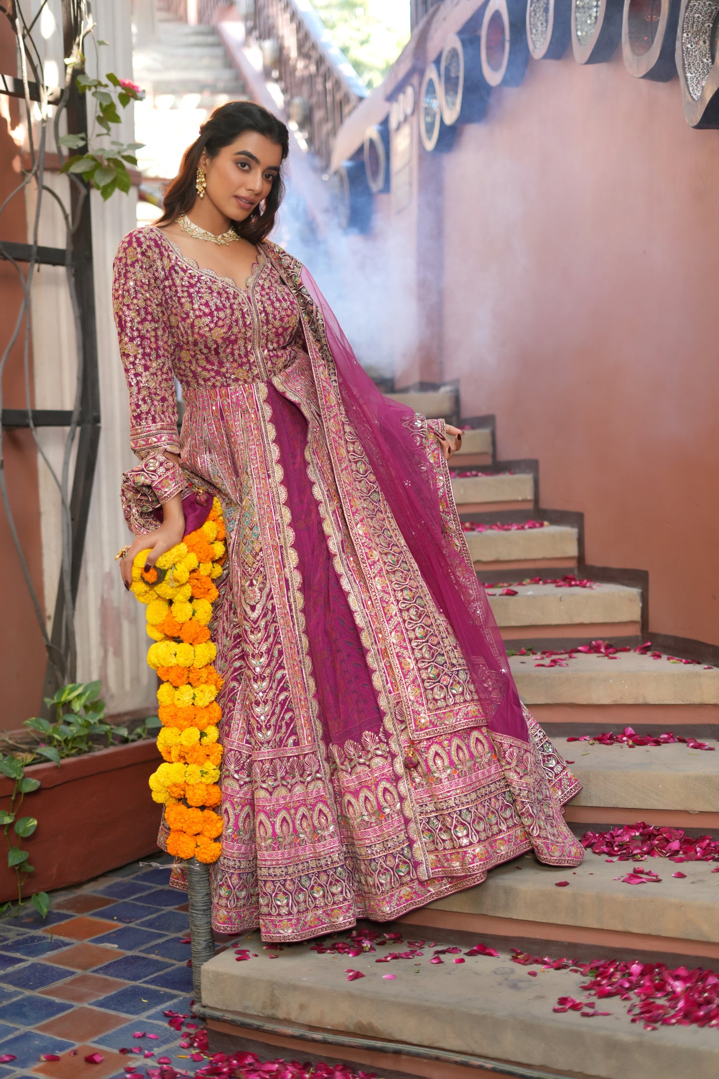 DARK PURPLE EMBROIDERED GOWN