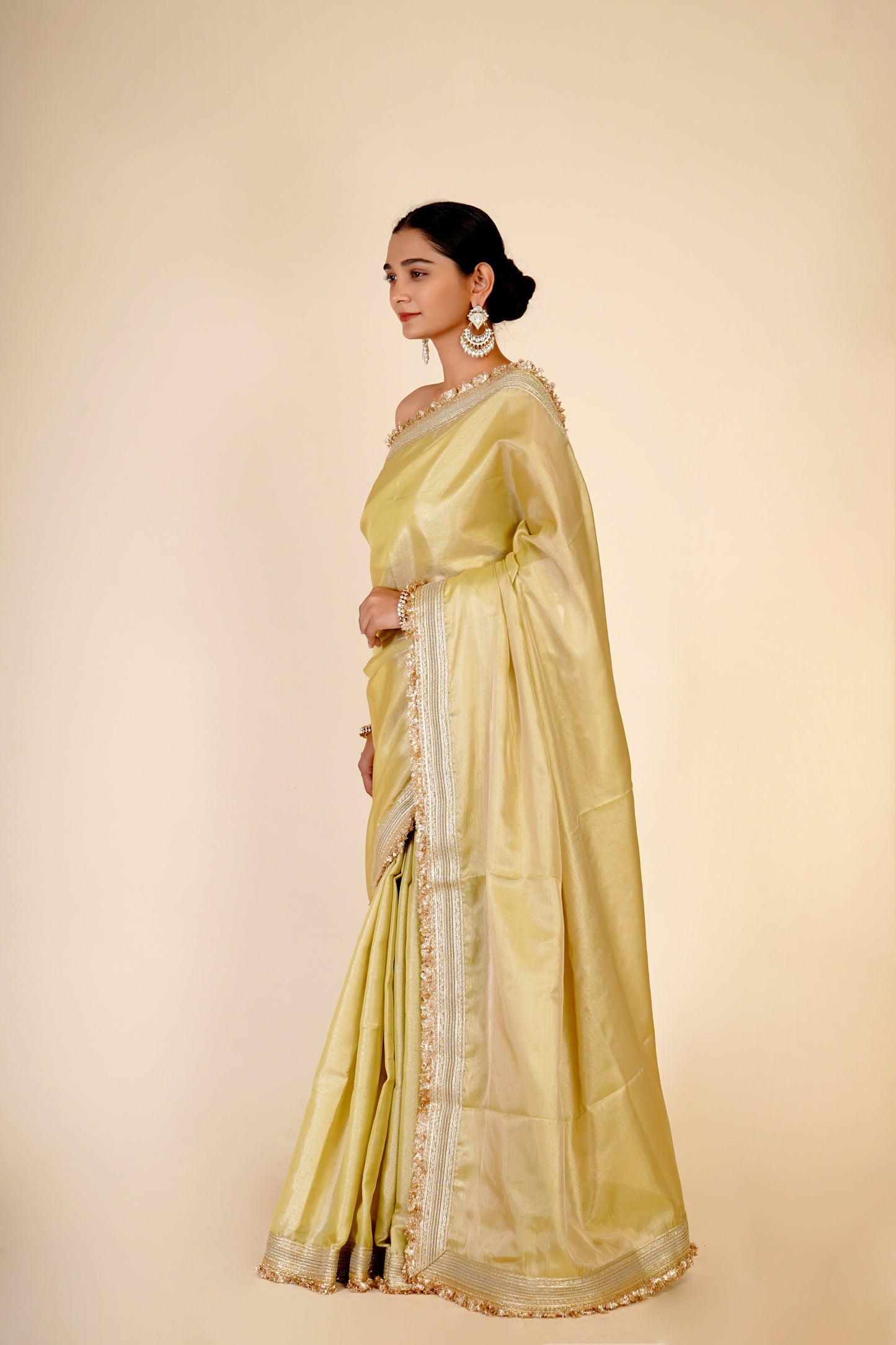 GOLDEN GREEN TISSUE ORGANZA SAREE