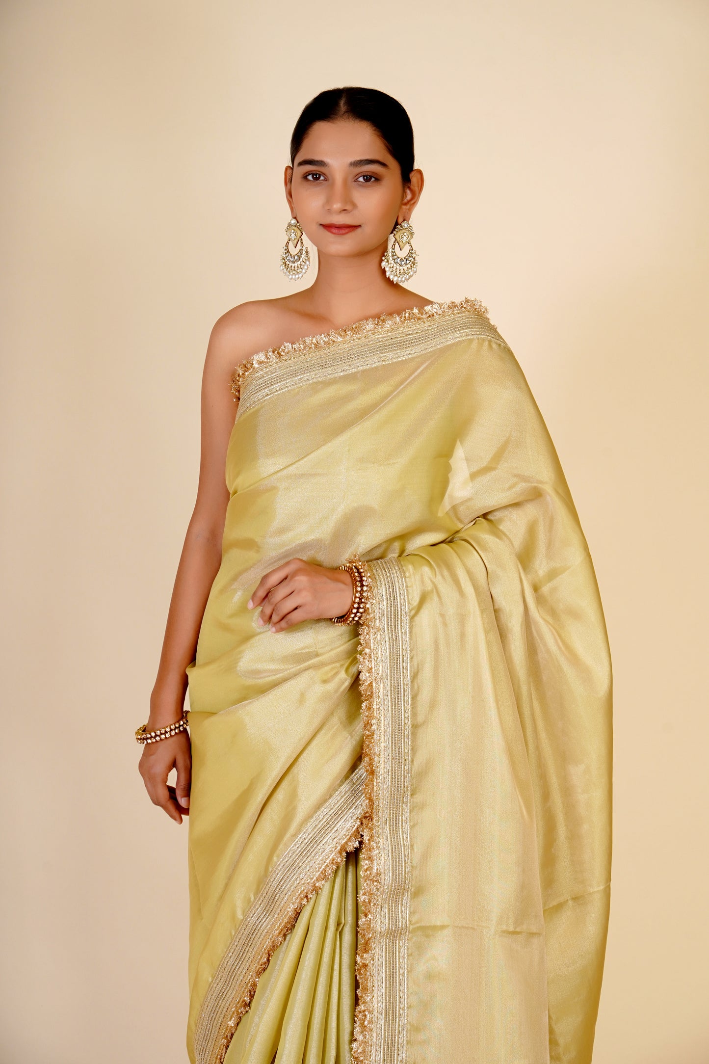 GOLDEN GREEN TISSUE ORGANZA SAREE