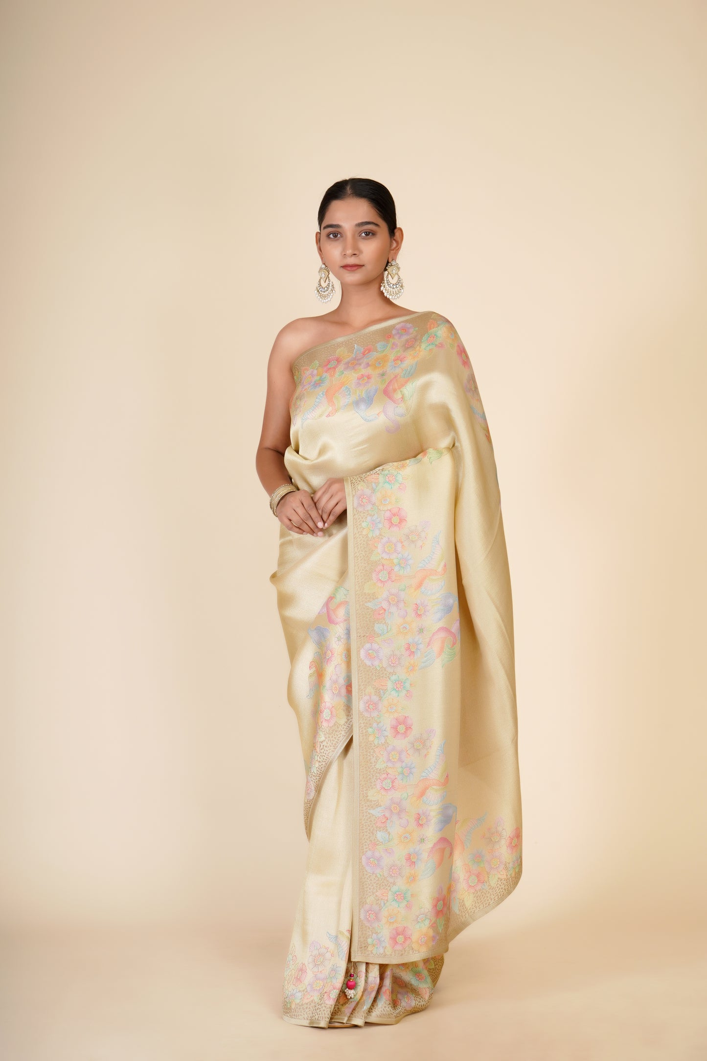 CHAMPAGNE GOLD TISSUE SAREE