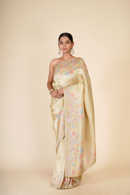 CHAMPAGNE GOLD TISSUE SAREE