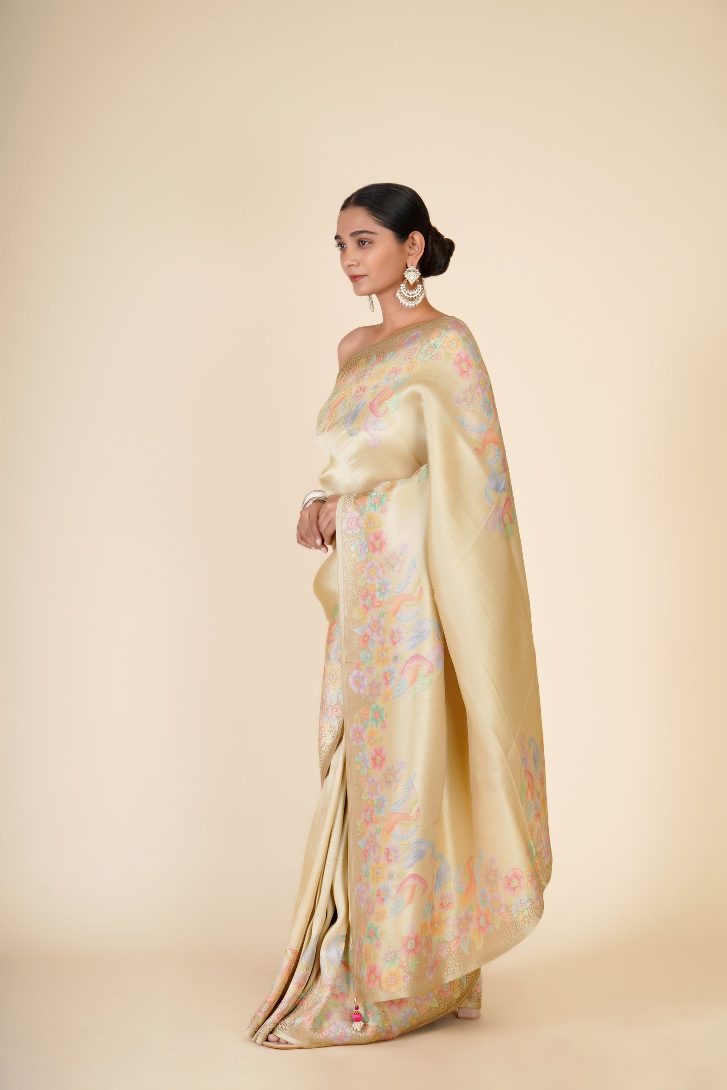 CHAMPAGNE GOLD TISSUE SAREE