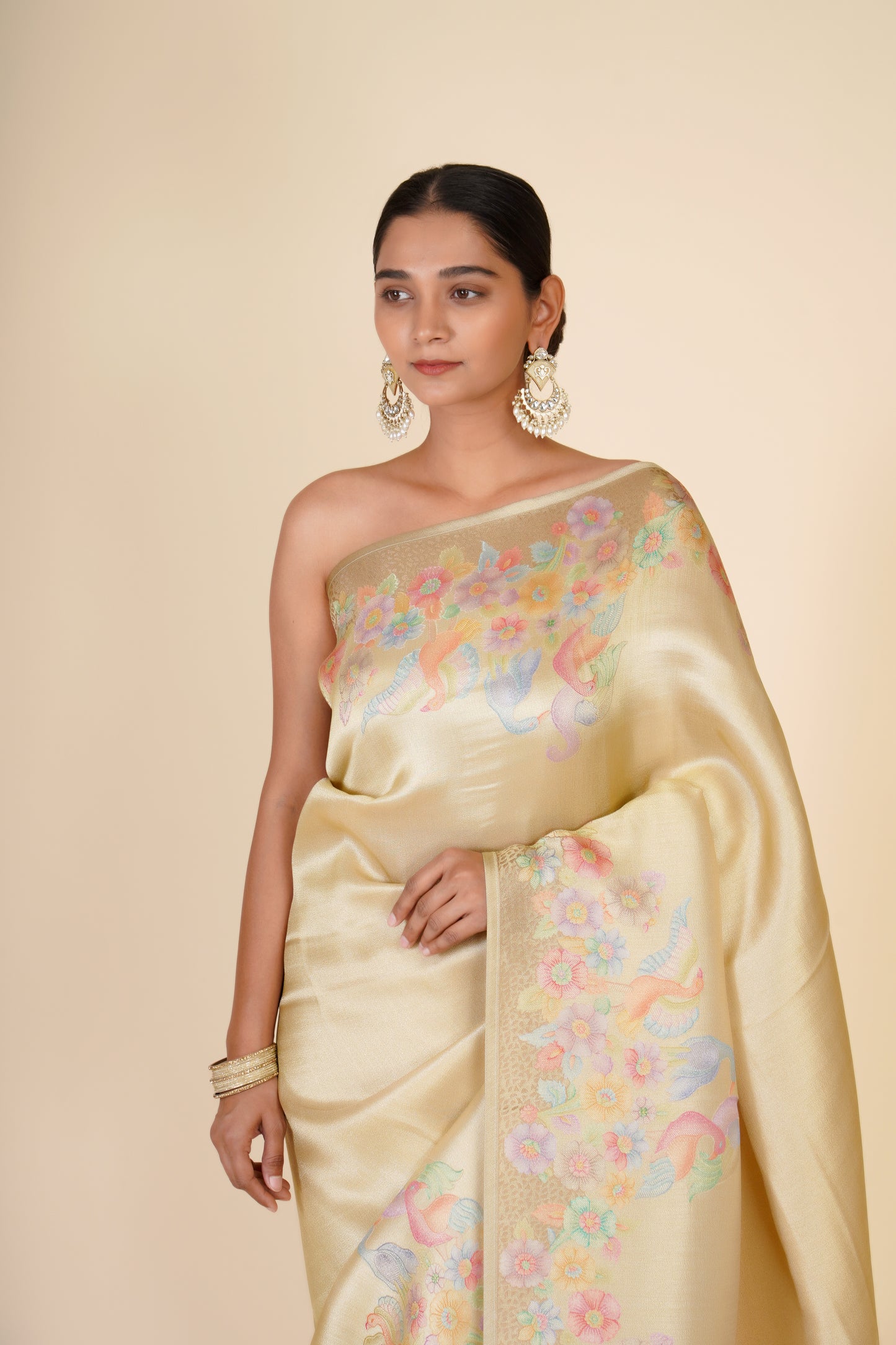 CHAMPAGNE GOLD TISSUE SAREE