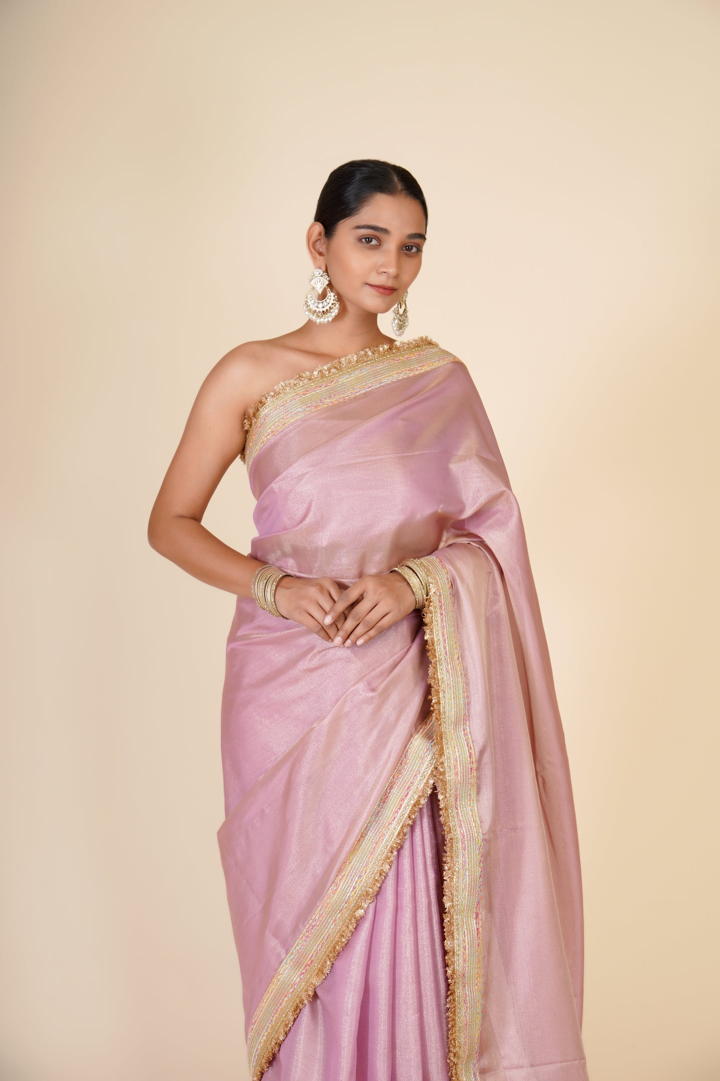 PINK TISSUE ORGANZA SAREE
