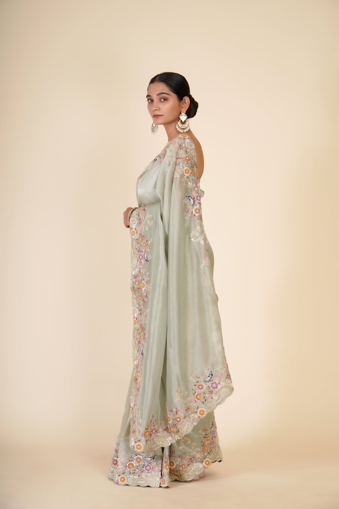 MINT GREEN TISSUE SAREE