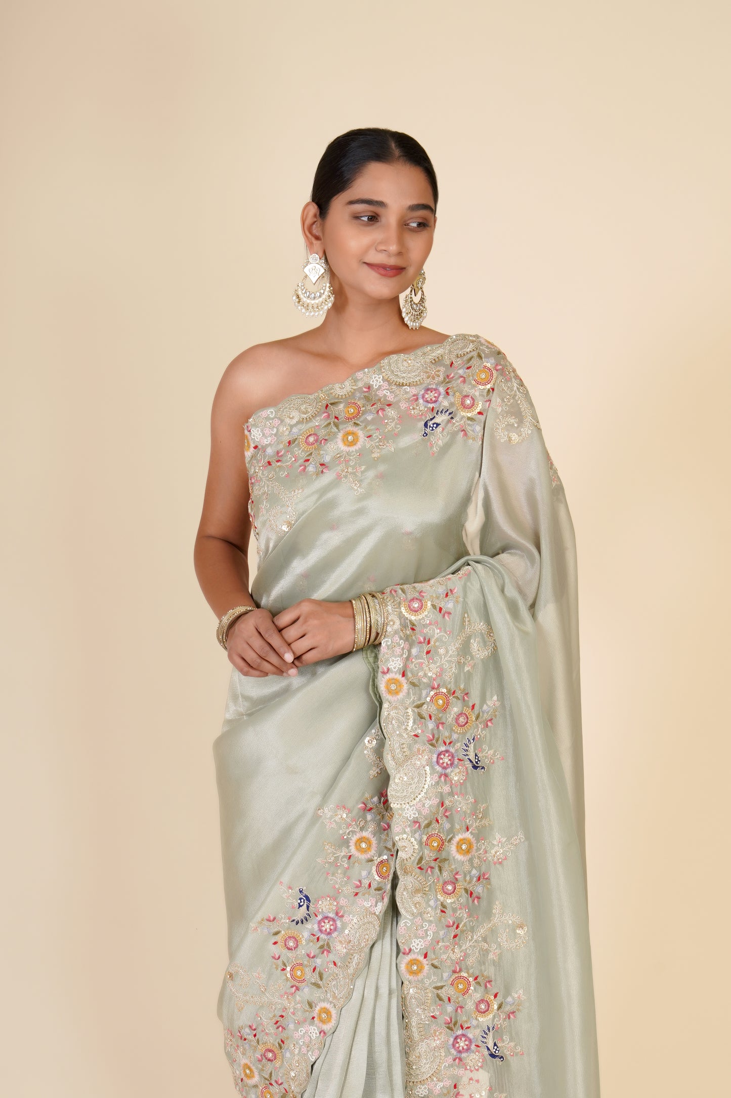 MINT GREEN TISSUE SAREE