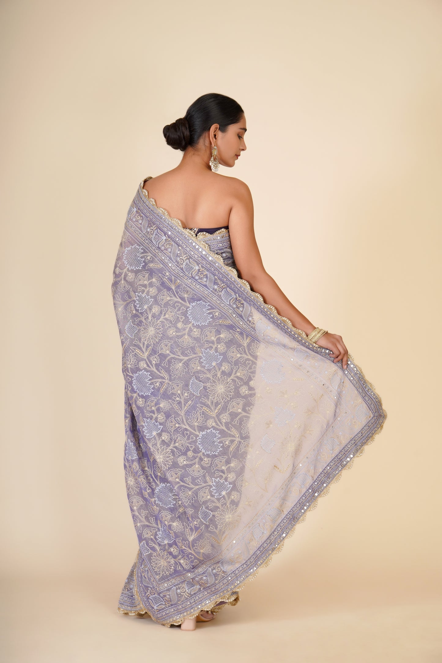 OLD LAVENDER TISSUE SAREE