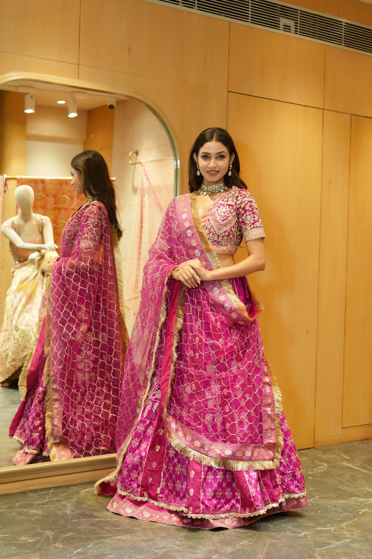 RANI PINK BANARASI SILK LEHENGA