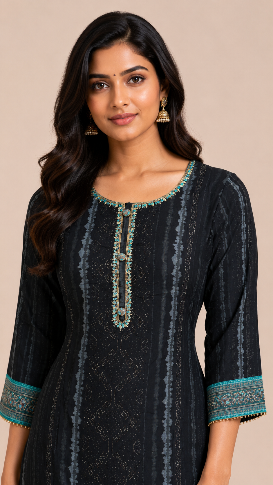Charcoal Black Printed Kurta Set