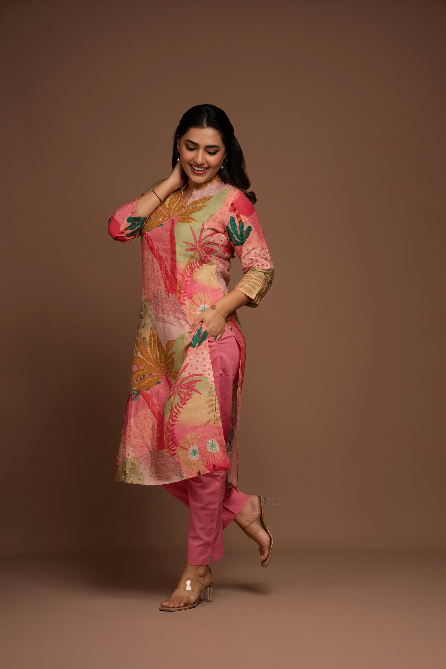 FLAMINGO PINK KURTA AND PANTS SET