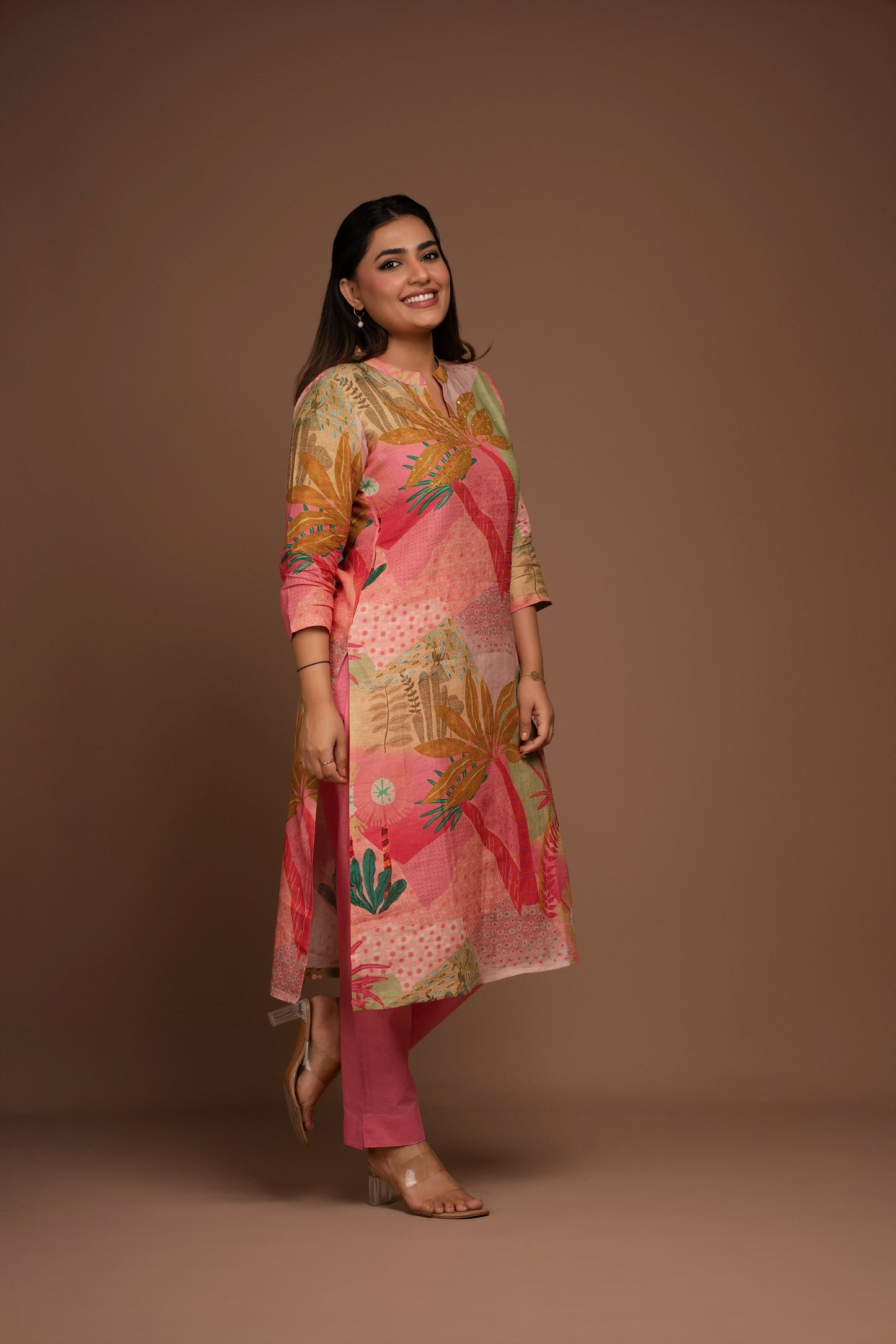 FLAMINGO PINK KURTA AND PANTS SET