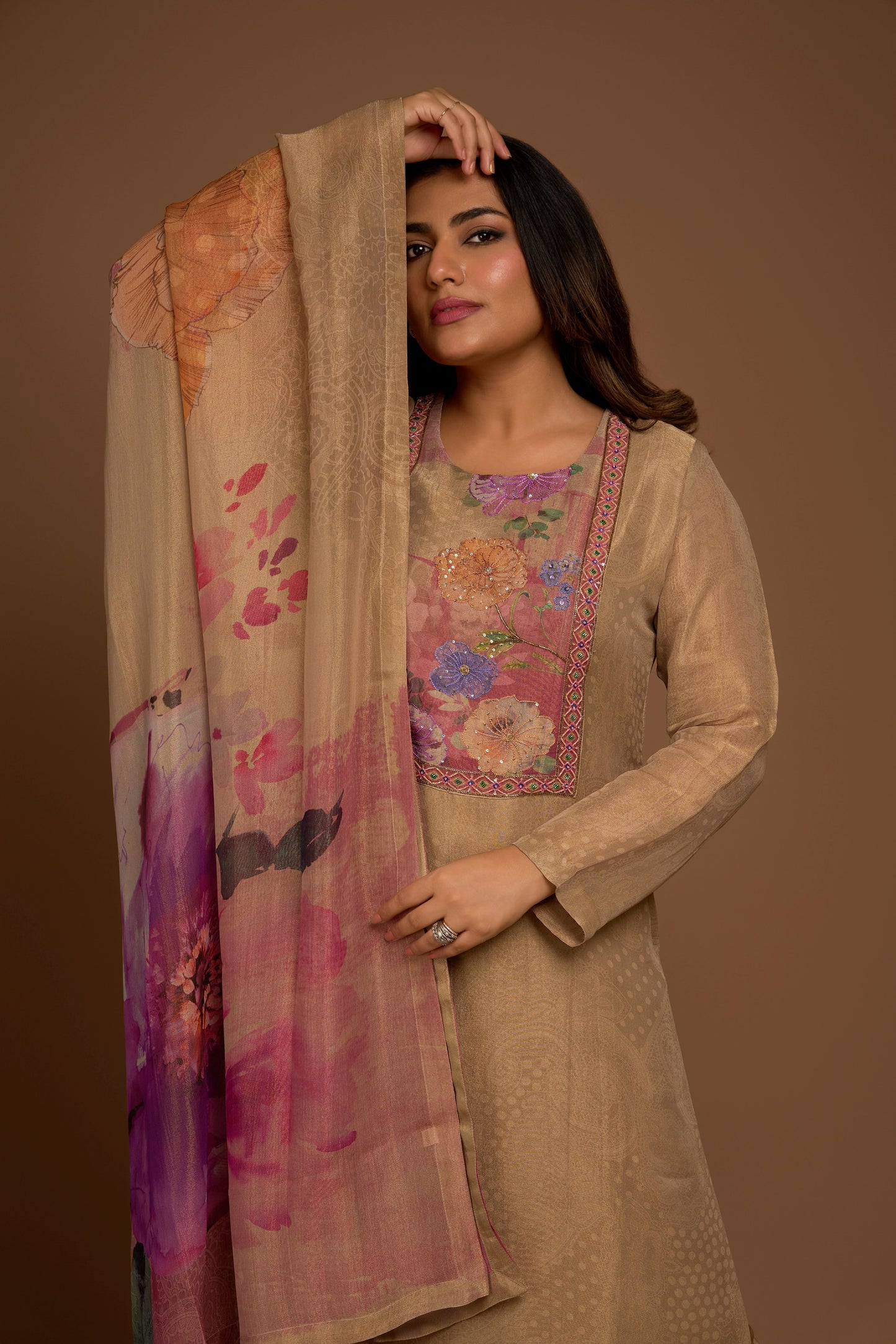 TAUPE KURTA WITH PANTS SET