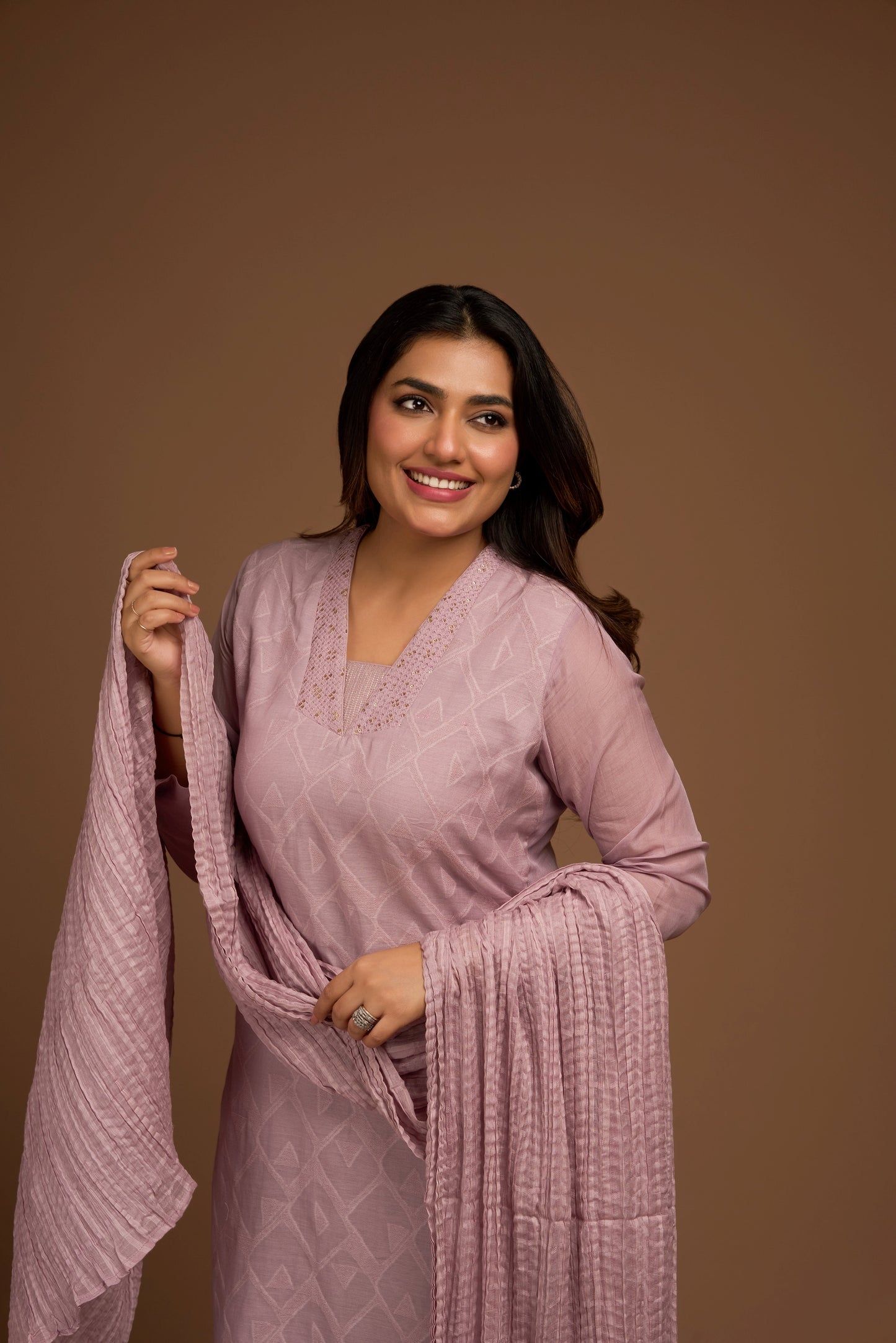 LILAC KURTA PANT SET WITH DUPATTA