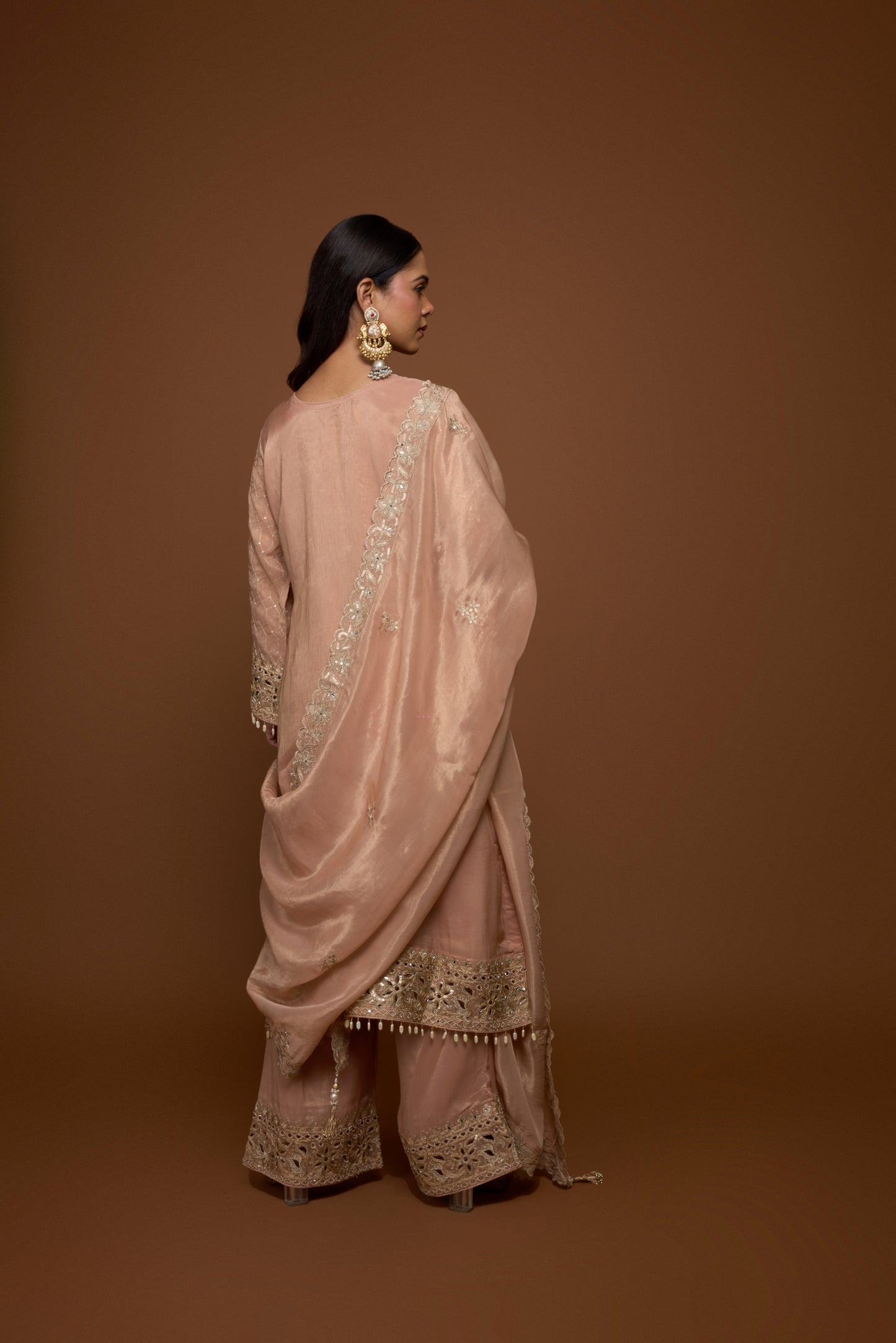BLUSHING PEACH KURTA AND PALLAZO SET