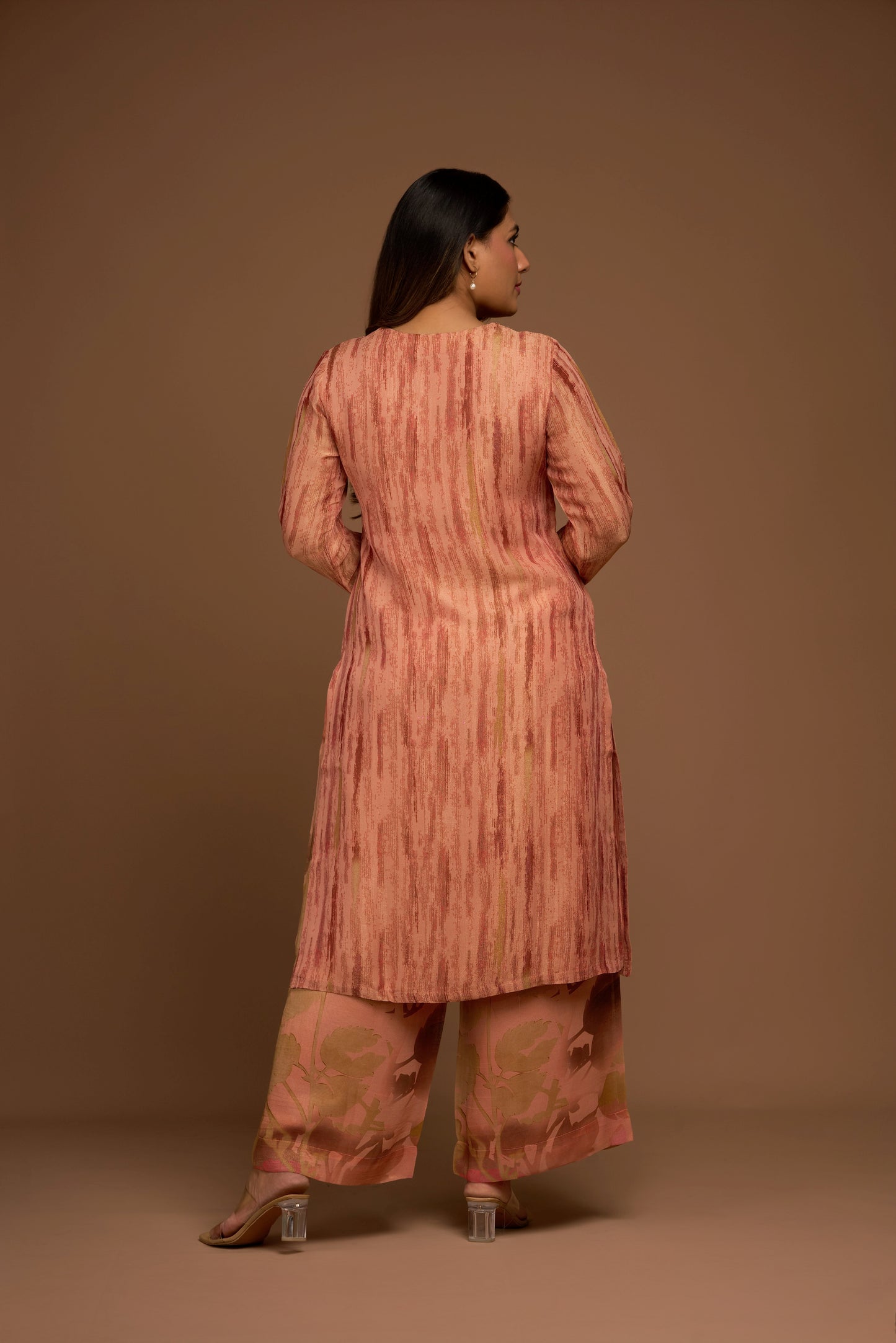 CARAMEL PEACH KURTA AND PANTS SET