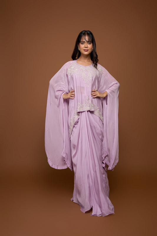 LILAC CAPE AND COWL SKIRT SET