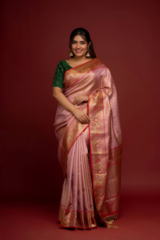 PINK TISSUE SAREE