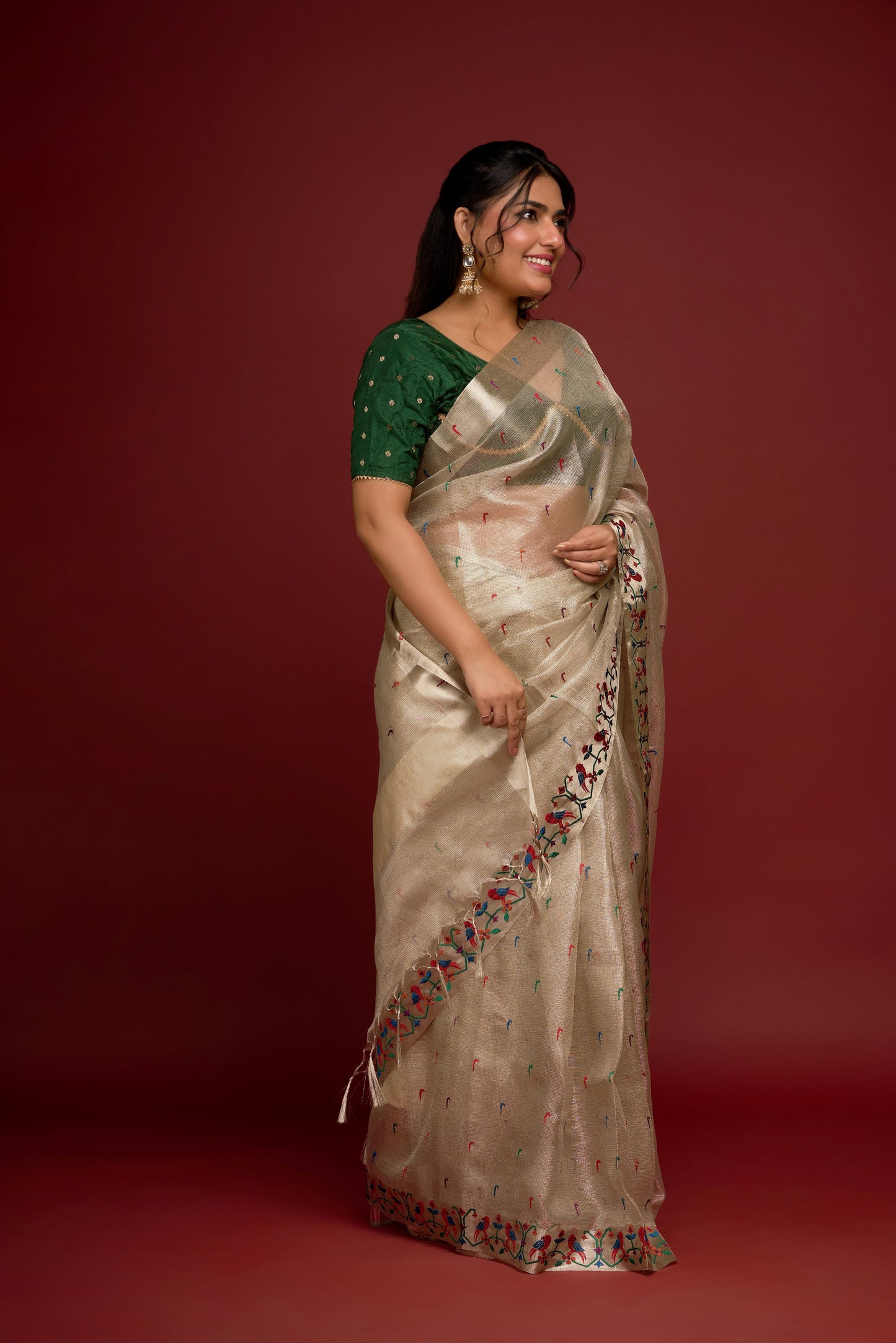 SILVER TISSUE SAREE