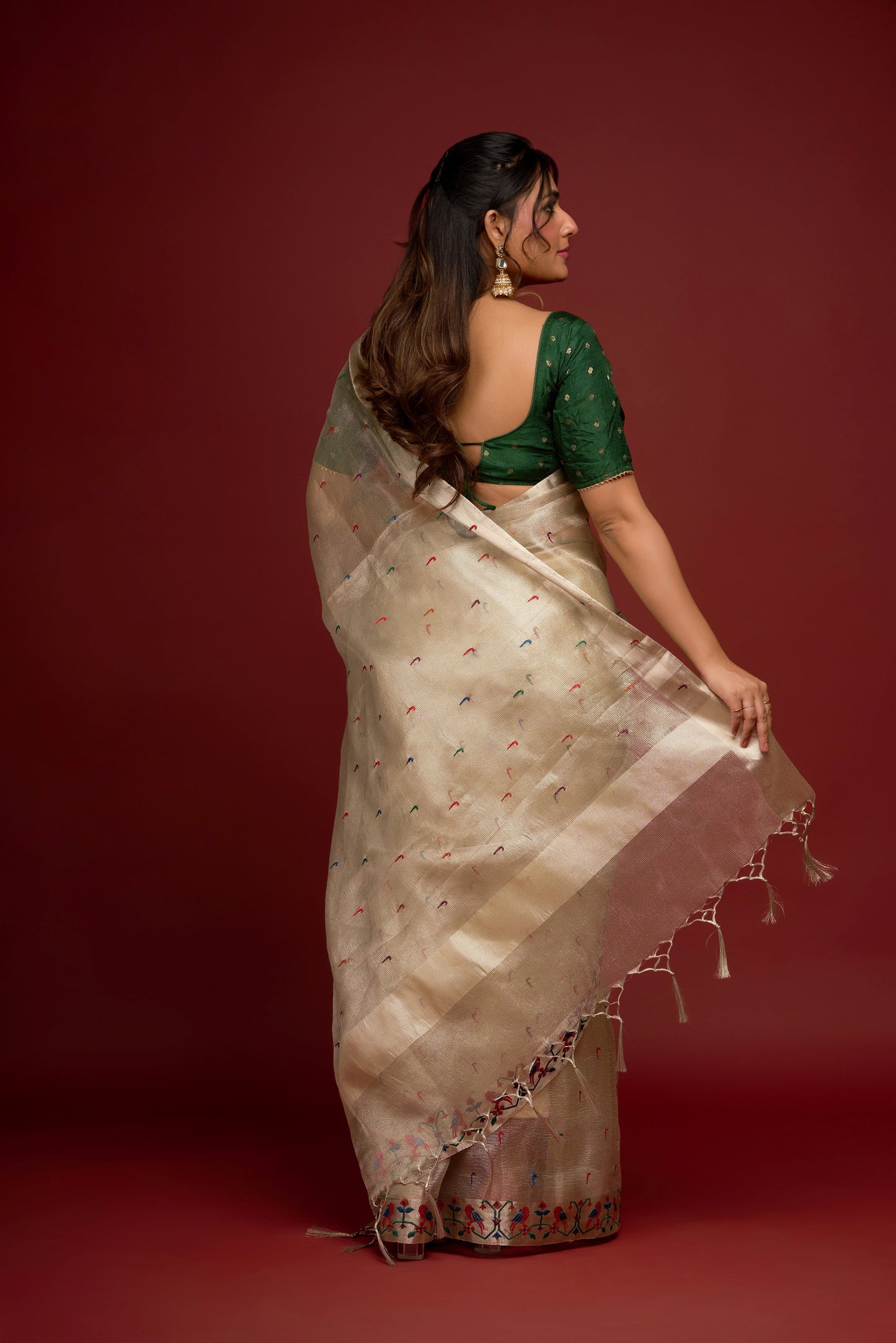 SILVER TISSUE SAREE