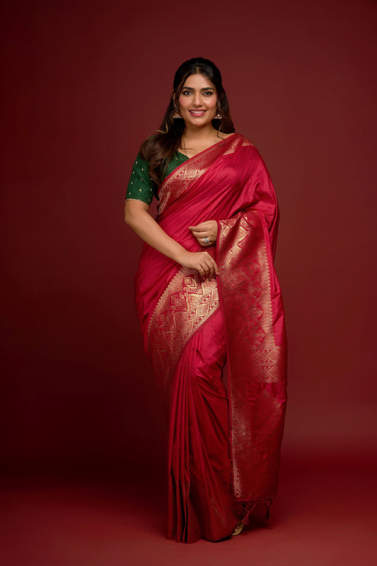 RED DOLA SILK SAREE