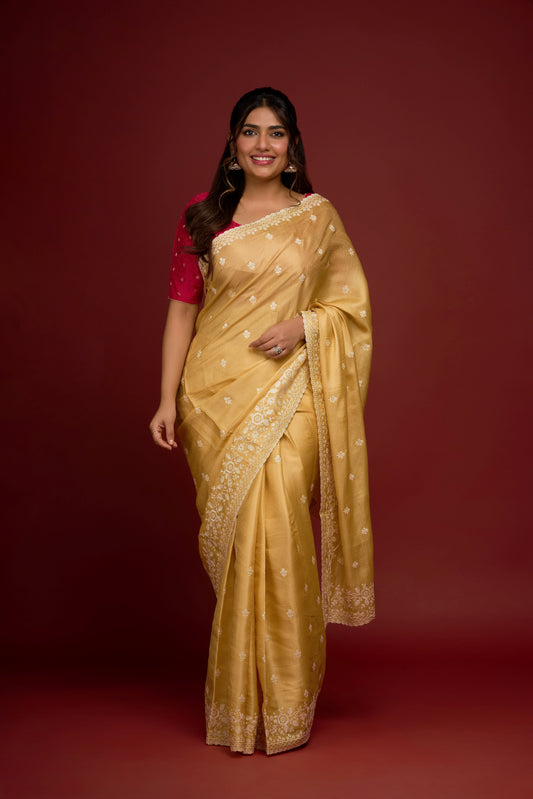 YELLOW SOFT SILK SAREE