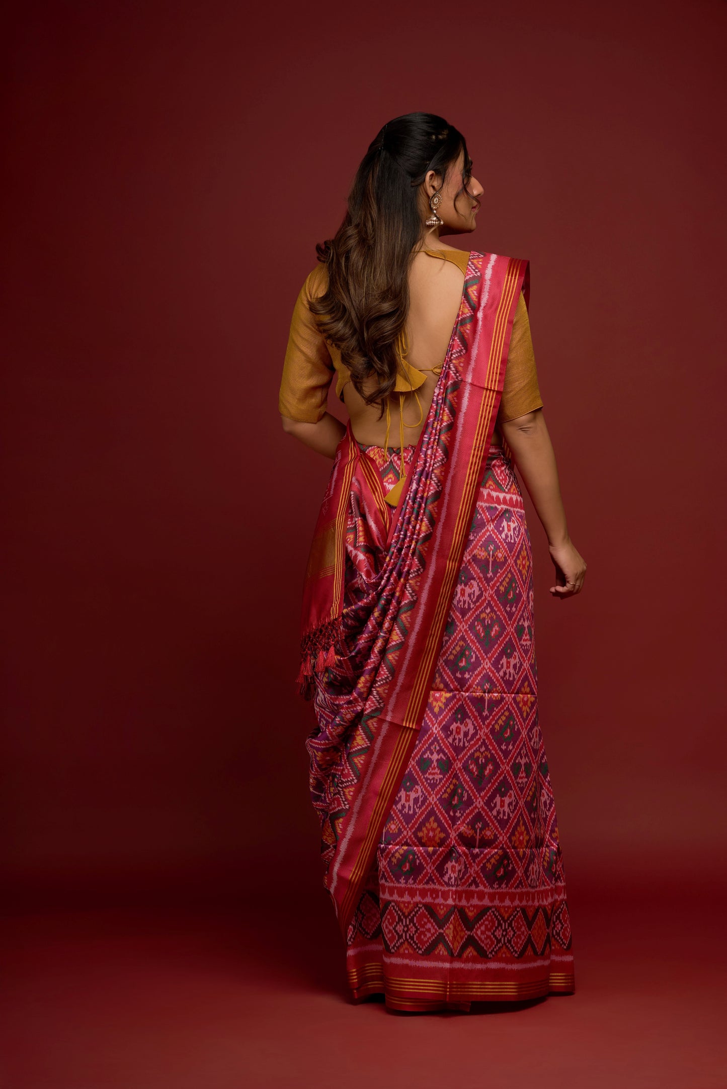 RED AND PURPLE SEMI PATOLA SAREE