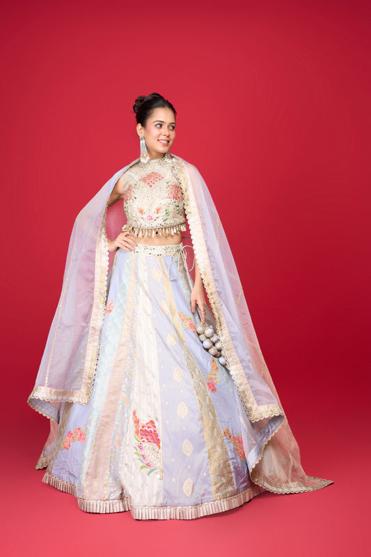 BLUE SILK LEHENGA