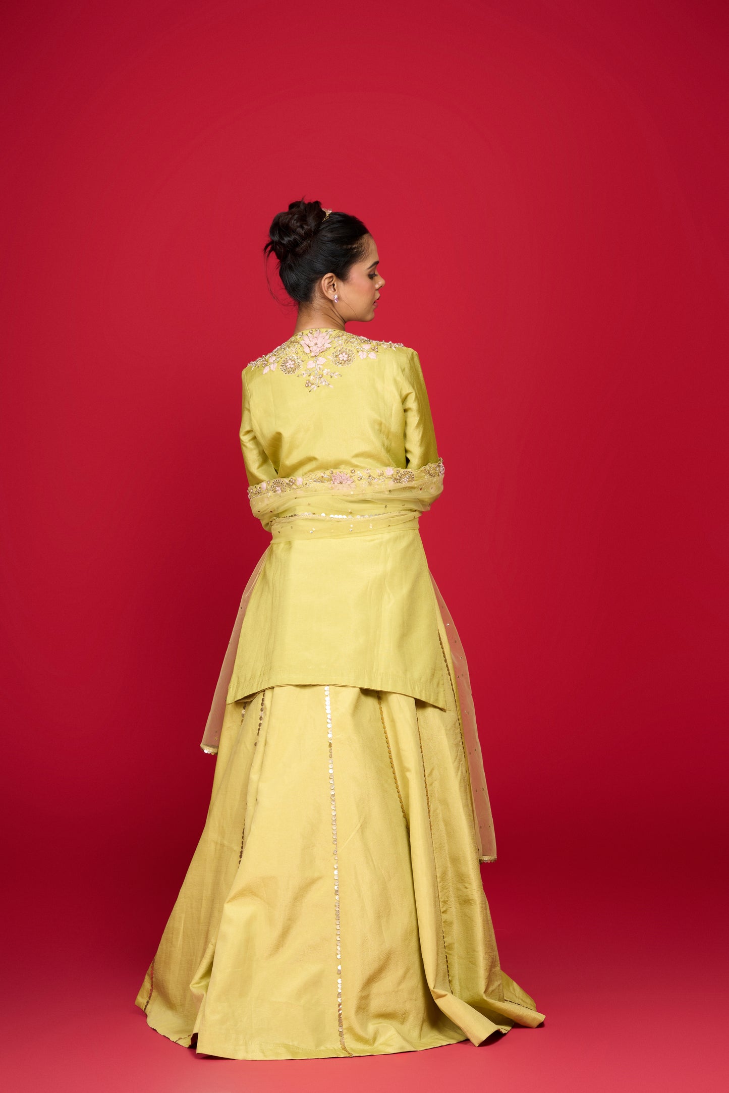 PEAR GREEN SILK LEHENGA