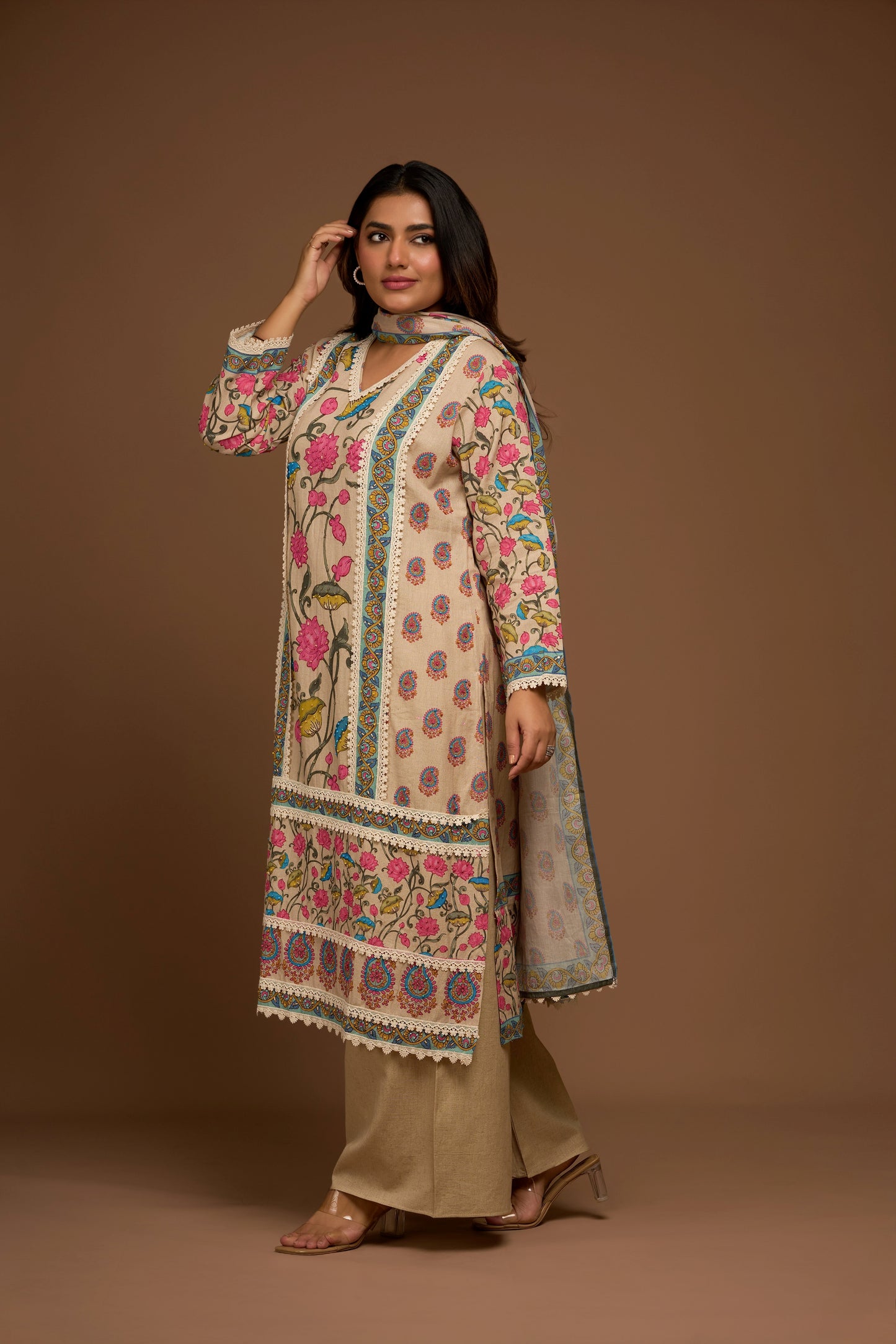 OAT KURTA PALAZZO SET WITH DUPATTA