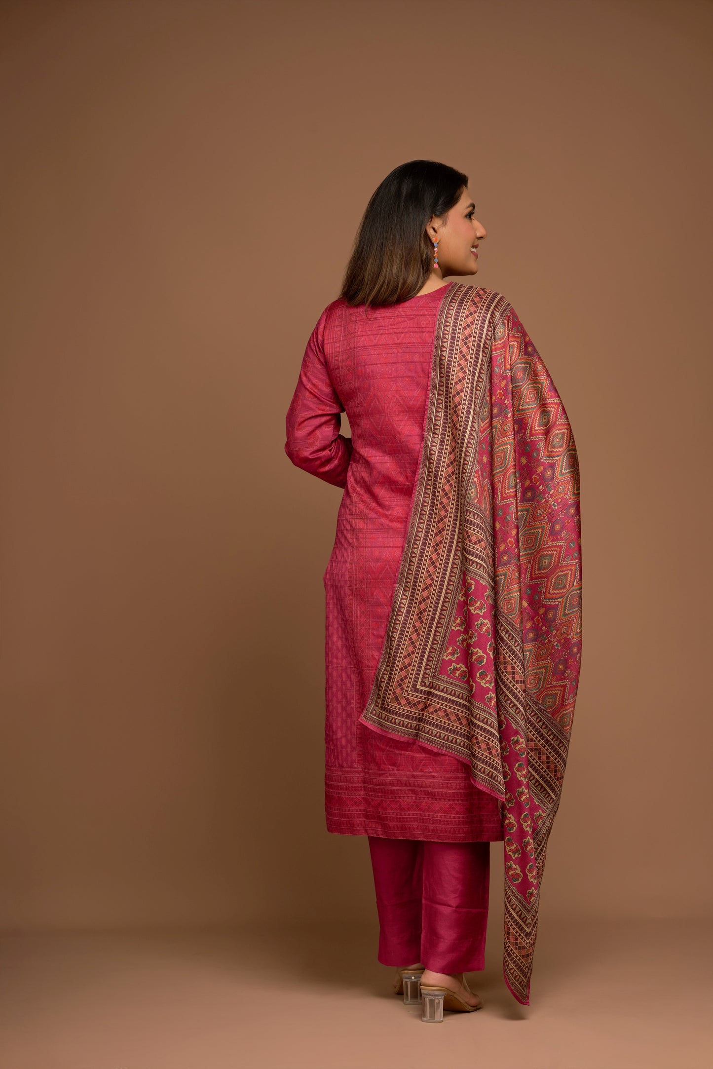 RED KURTA PANTS SET WITH DUPATTA