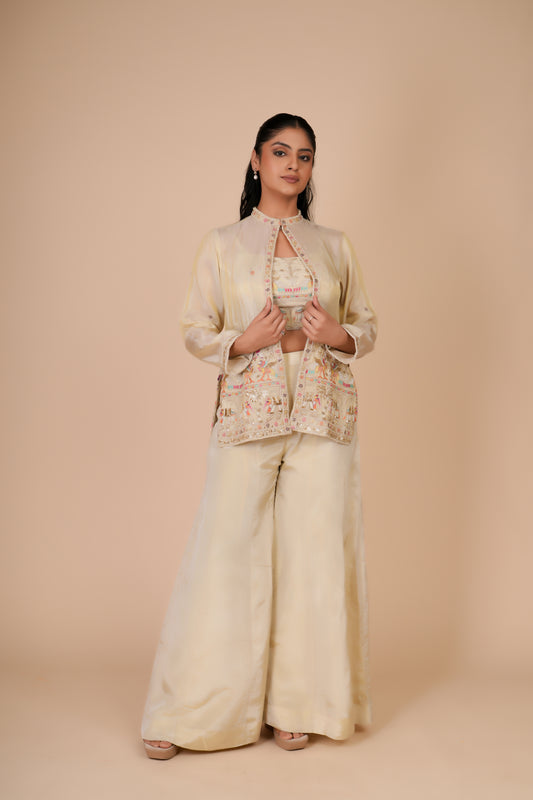 CREAM TISSUE CO-ORD SET