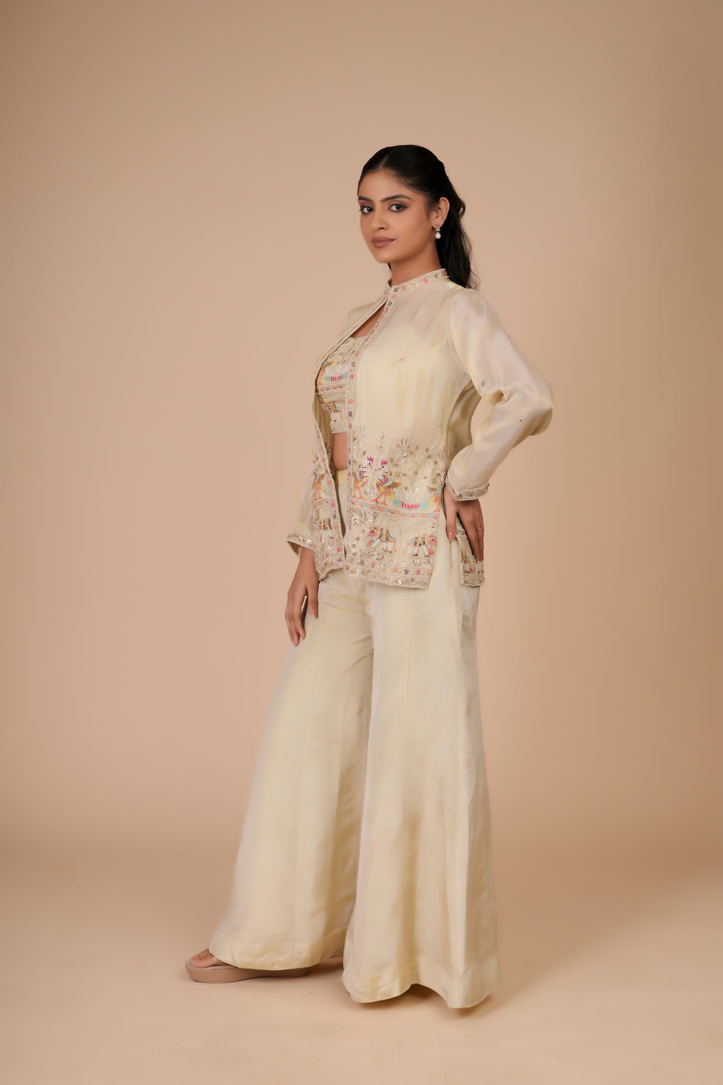 CREAM TISSUE CO-ORD SET