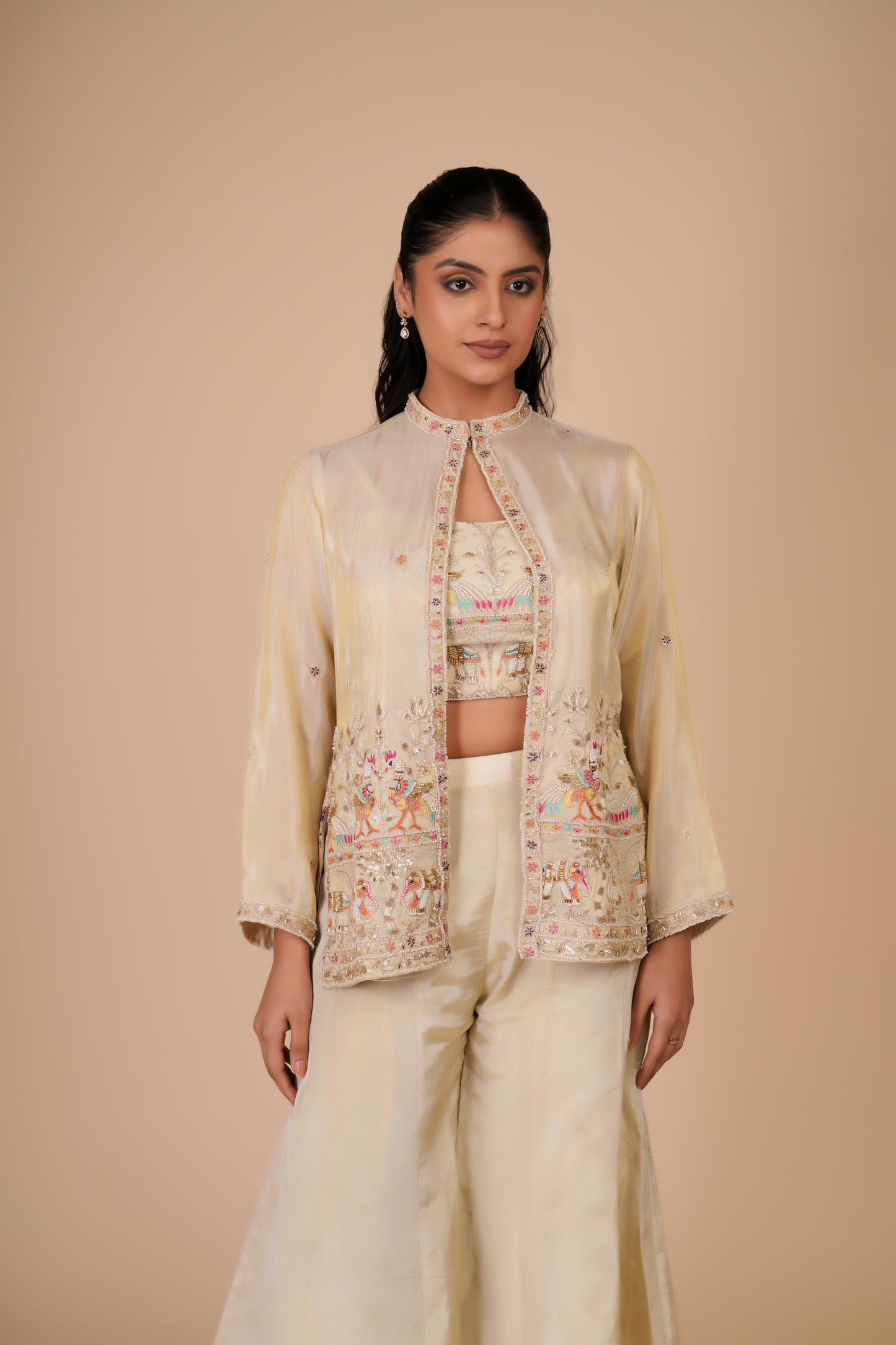 CREAM TISSUE CO-ORD SET