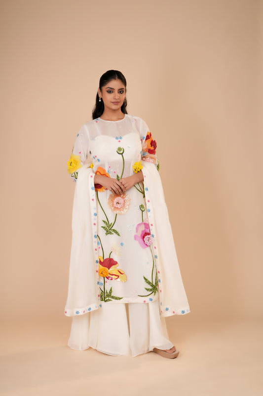 WHITE KURTA AND PALAZZO SET