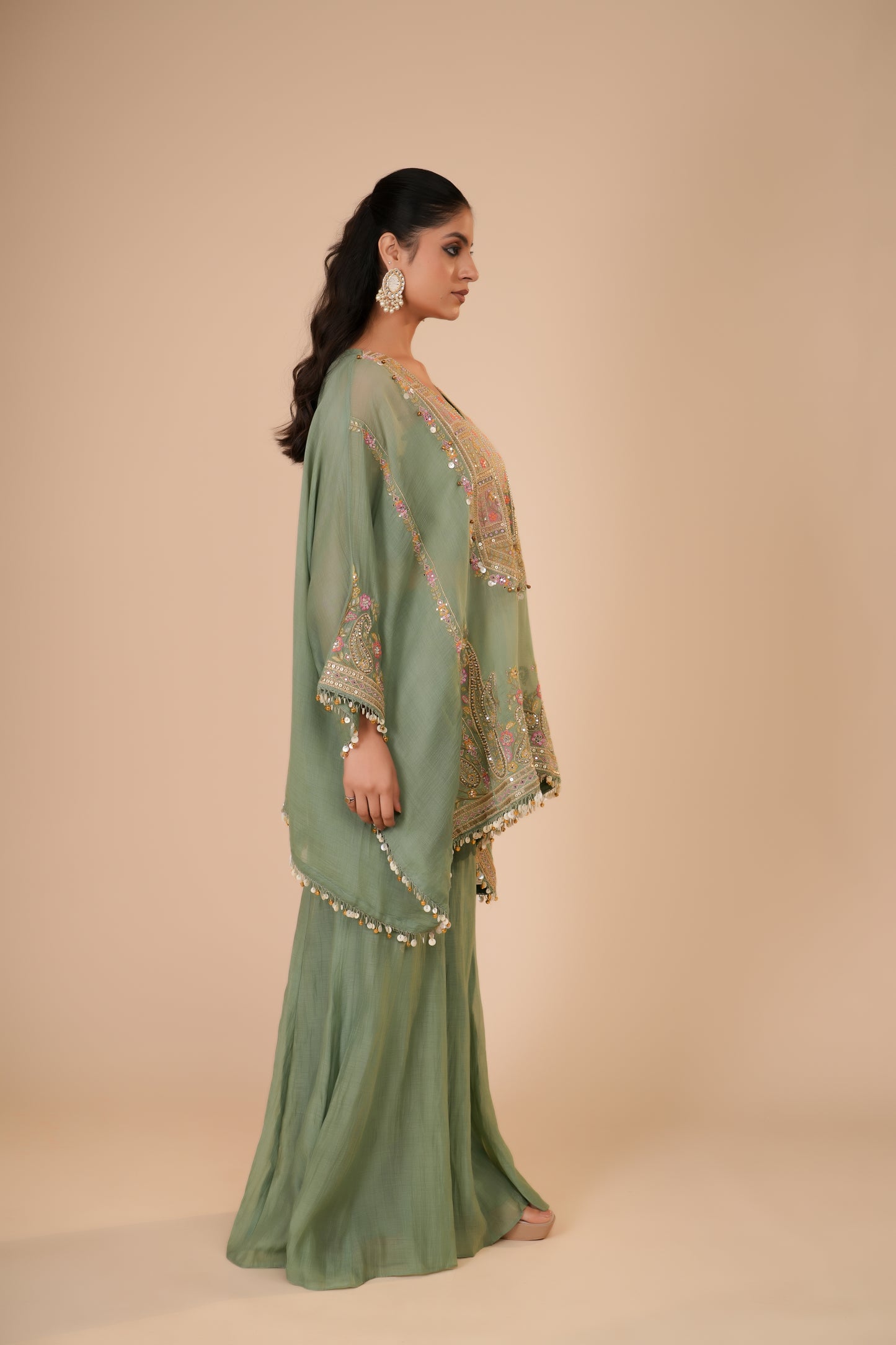 SAGE GREEN INDO-WESTERN SET