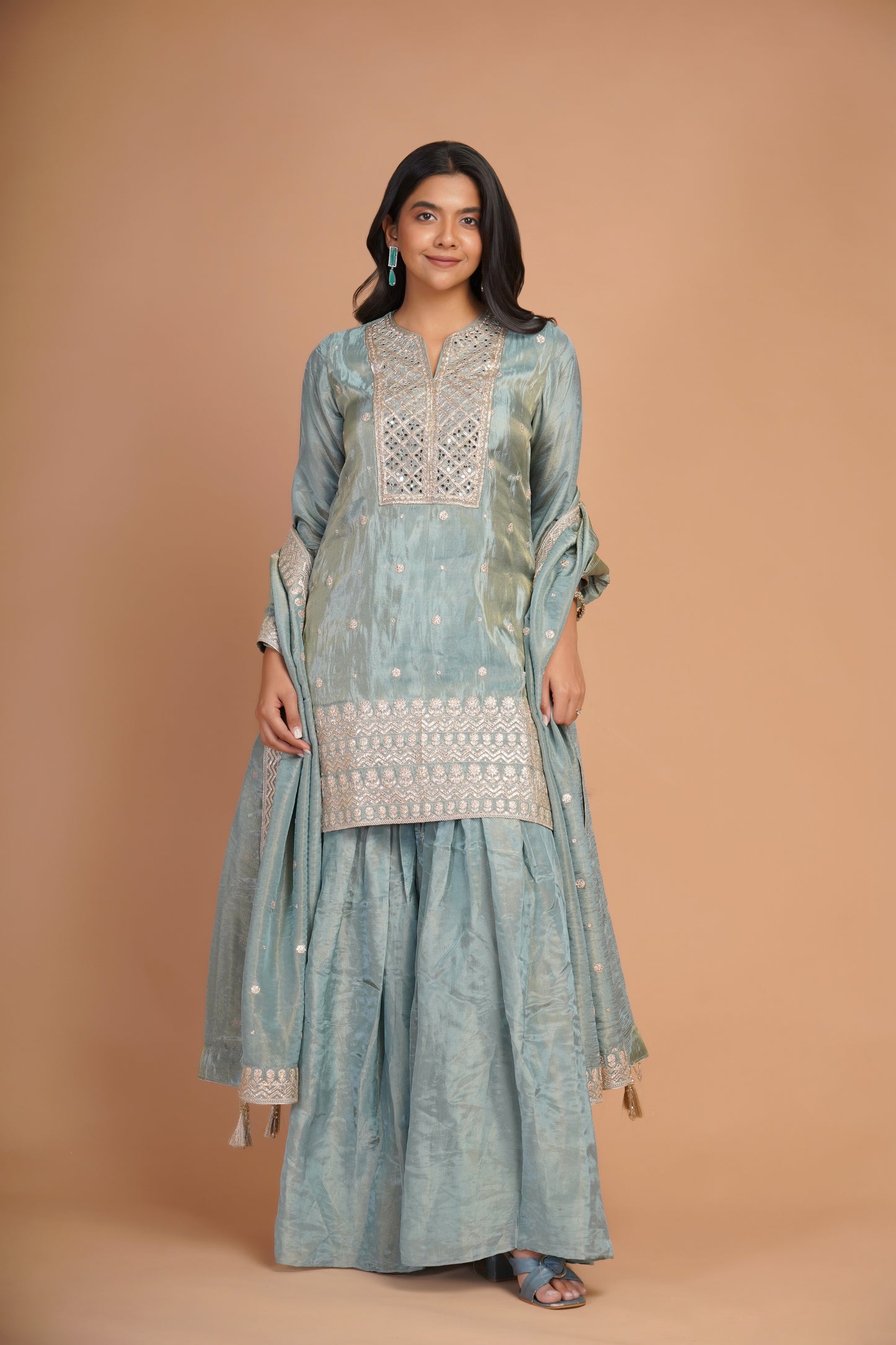 LIGHT TURQUOISE SHARARA SET